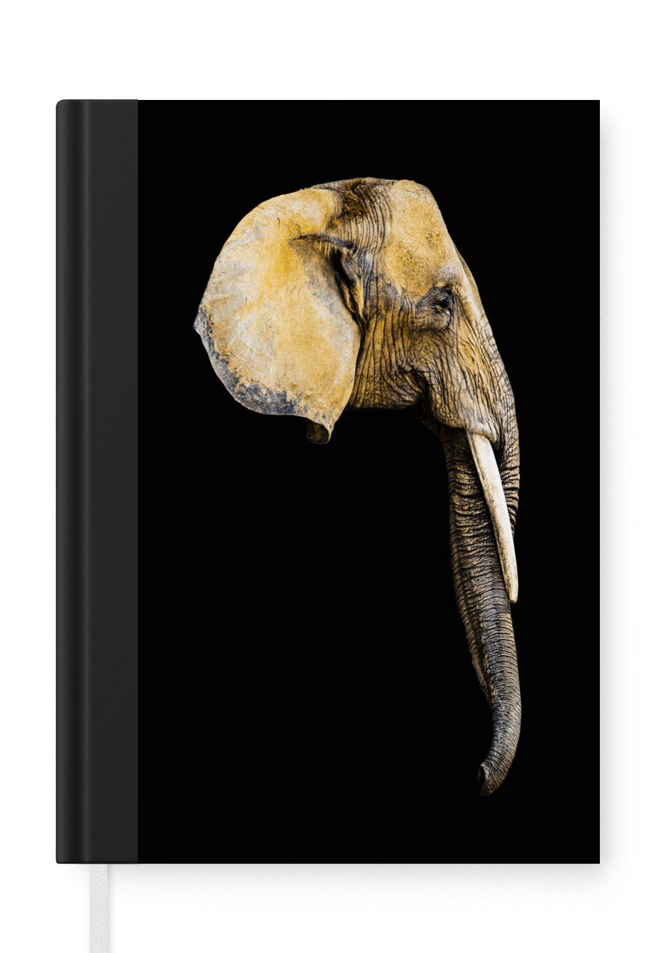 MuchoWow Notizbuch Elefant - Kopf - Schwarz, Notebook, Notizblock a5, Tagebuch, Journal Liniert