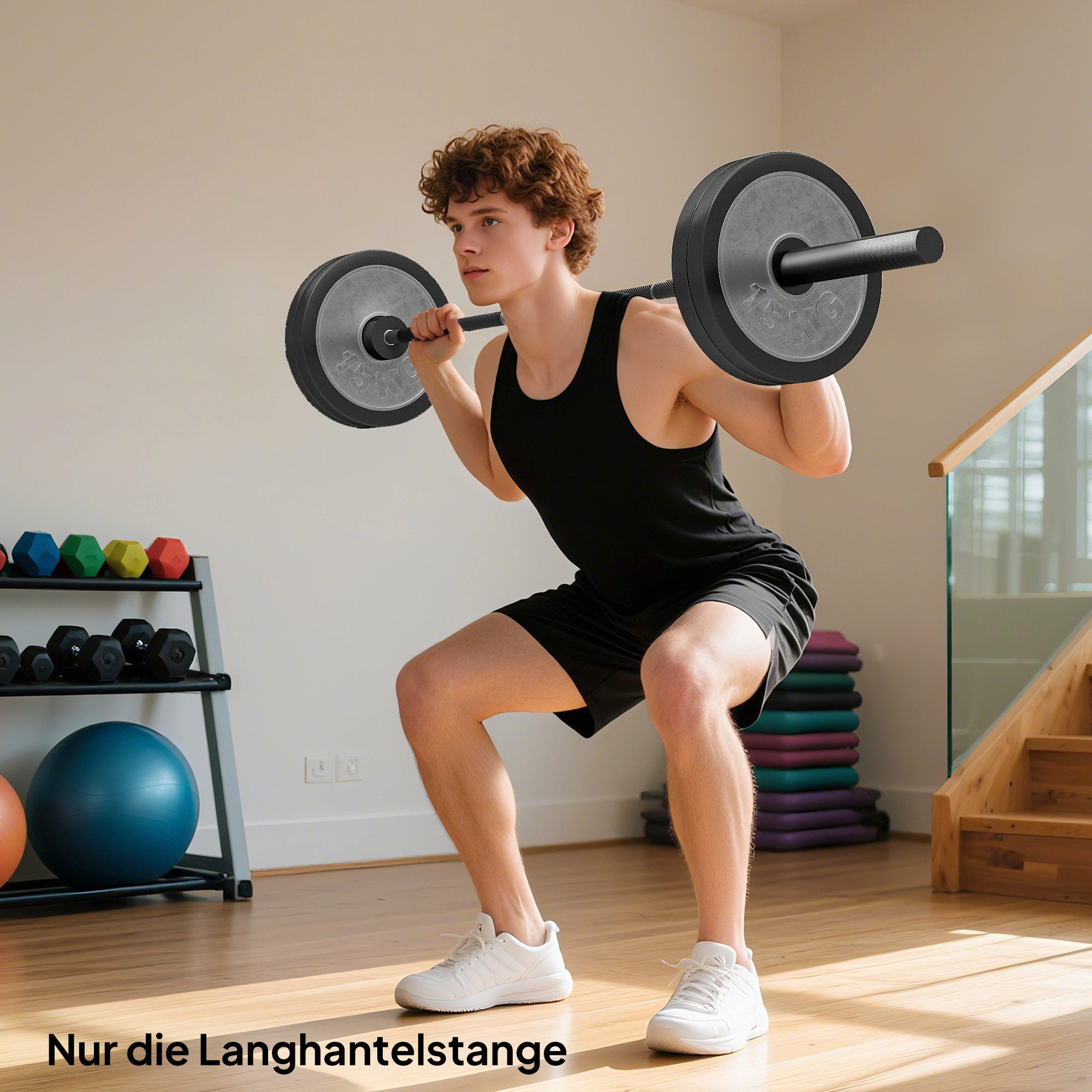 SPORTNOW Langhantelstange Olympia mit Verlängerte Hülsen 50mm Aufnahme Rutschfest Griff, Stahl, 180 cm (Langhantel, 1-tlg., 200kg Stahl Hantelstange), Barbell für Krafttraining Weightlifting Powerlifting