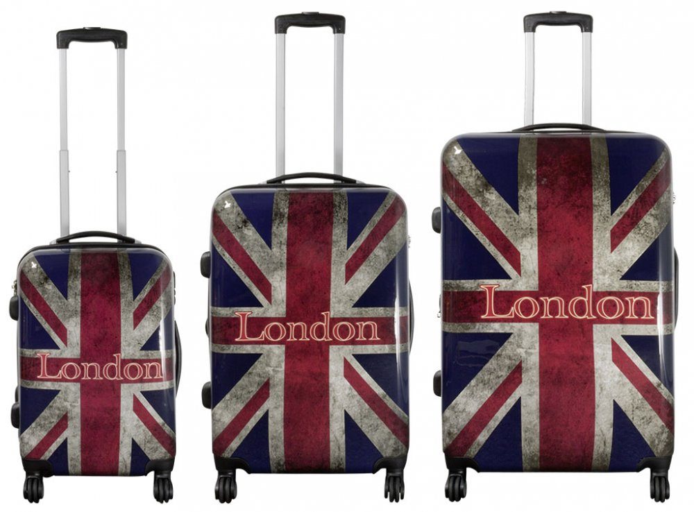 MONOPOL® Kofferset Kofferset 3 tlg. Trolleyset Reisekoffer Hartschale Union Jack London | Trolley-Sets