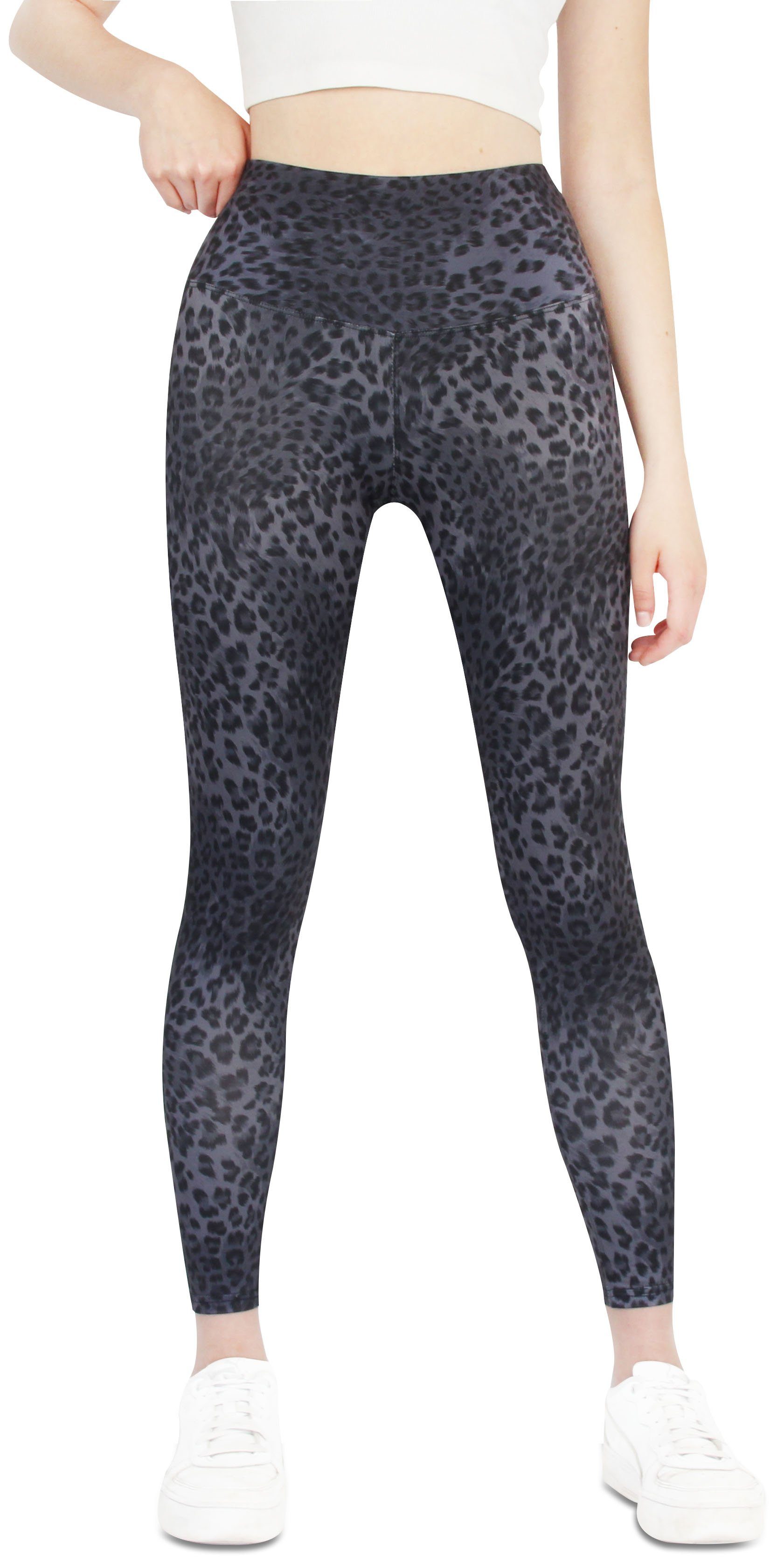 in hohem Leopard Lange Sport Laufhose Hose Frentree für Leggings, Lila Waist, Leggings vielen Yoga Farben, High mit Komfort Damen,