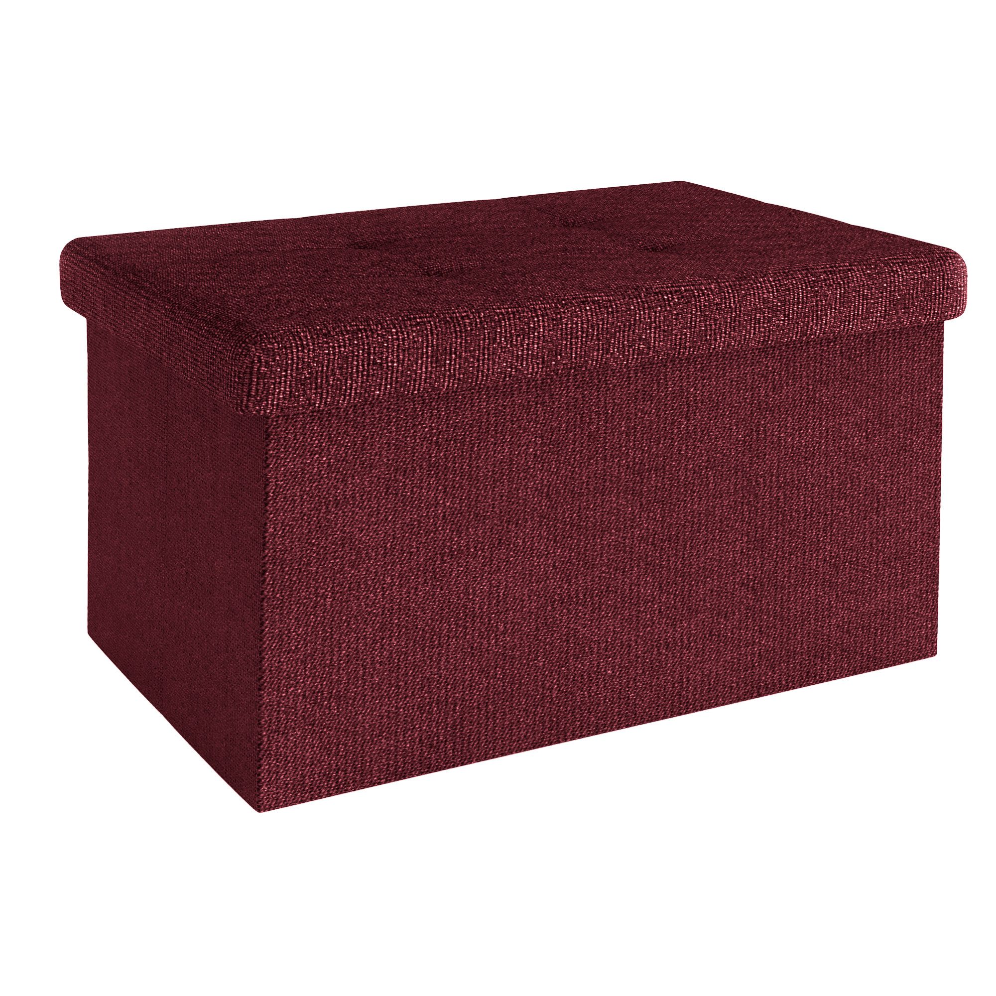 Intirilife Стулья (Sitzwürfel mit Stauraum 49x30x30 cm in KIRSCH ROT - Fußablage, 1 St), Faltbare Sitzbank - aus Stoff mit Mulden - Aufbewahrungsbox Truhe