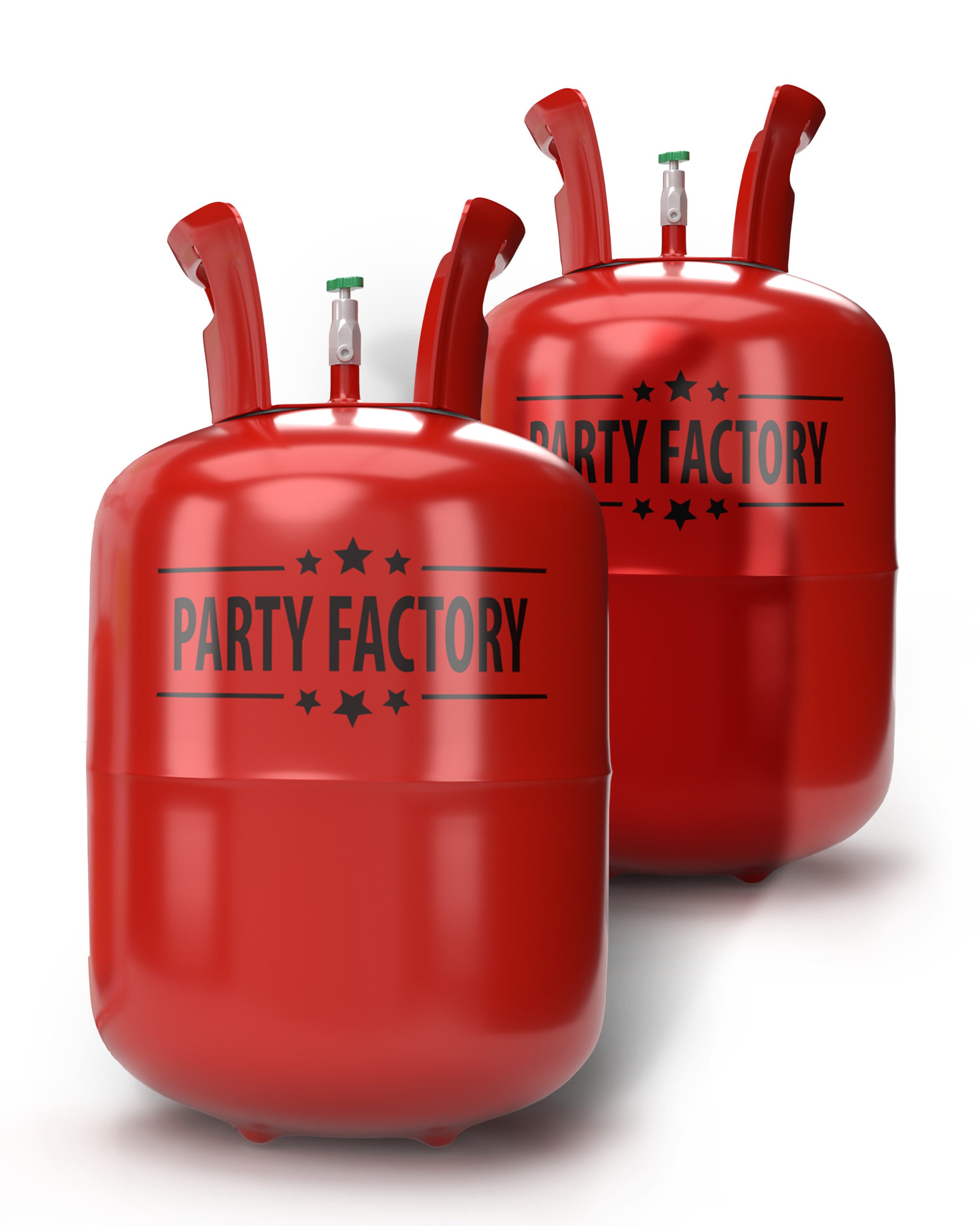 Party Factory Helium Set mit 2 Heliumflaschen für je 50 Ballons, je 400l Gasfüllung, Helium, Ballongas, Einwegflasche