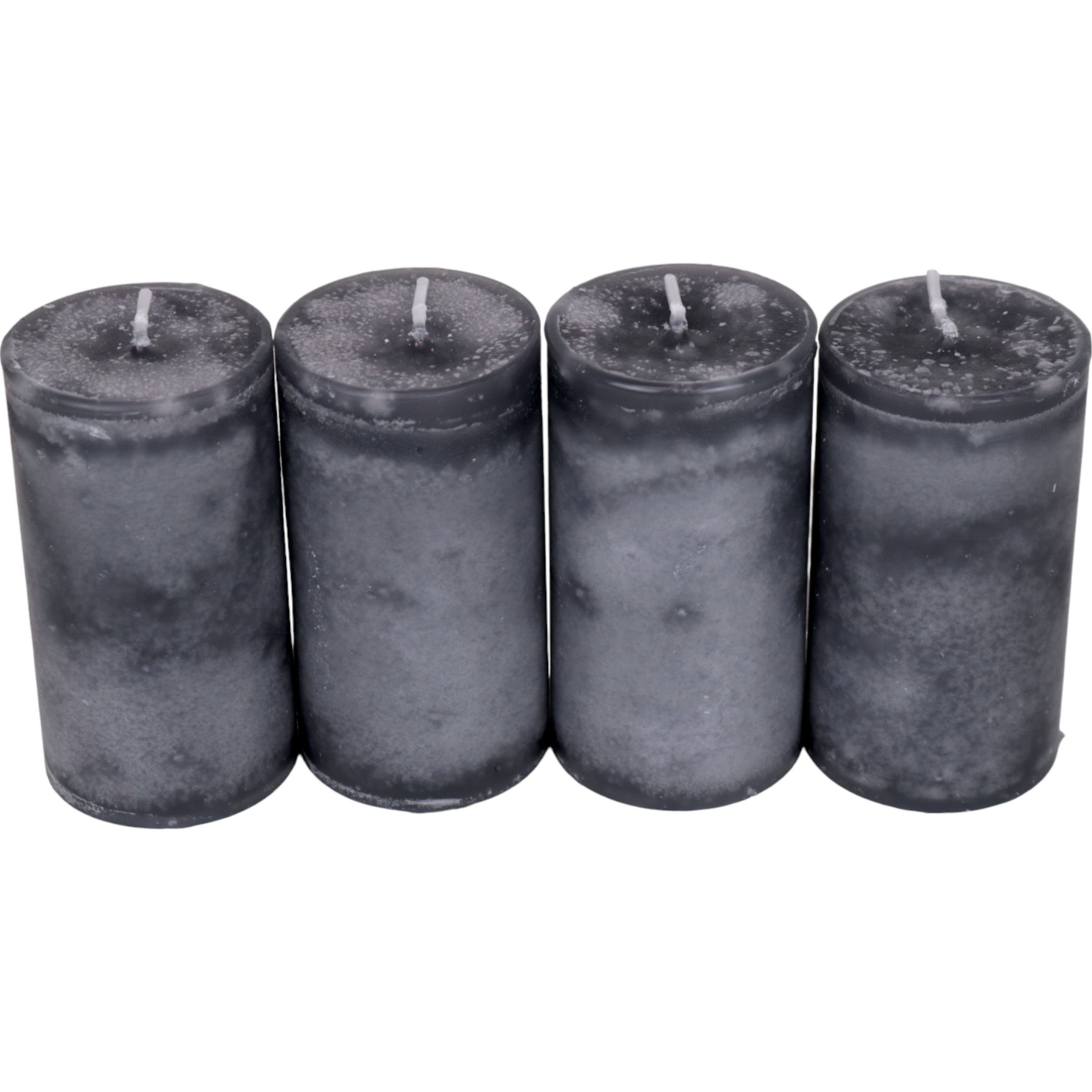 DekoTown Stumpenkerze Marmorierte Столб свечи 4er Set – Anthrazit Grau, 9x5cm, 17h
