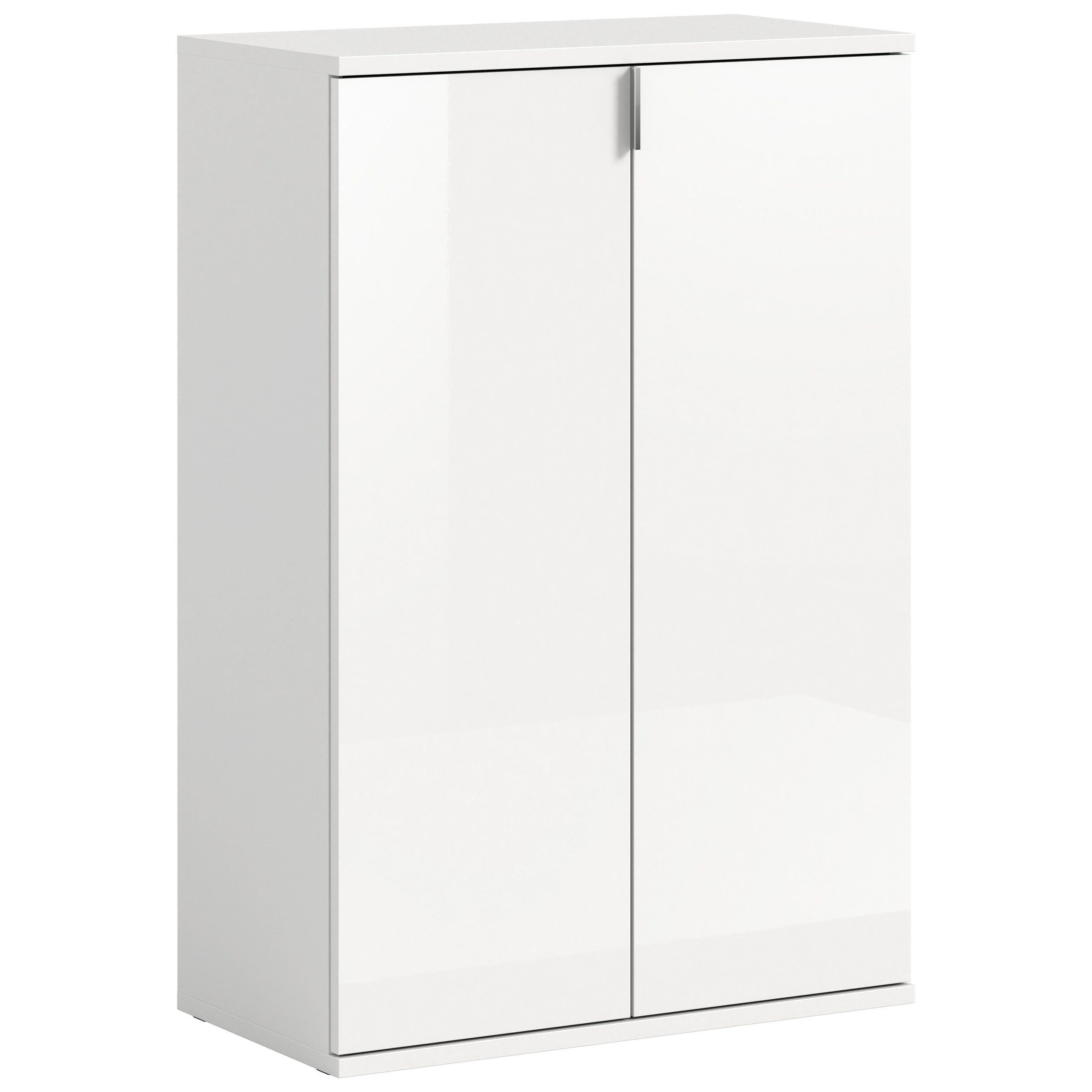 Newroom Kommode Weiß Matt 61 cm, Kommode Weiß Hochglanz Modern Schuhschrank Schuhkommode Flur