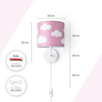 Paco Home Wandleuchte Luca Cosmo, ohne Leuchtmittel, Kinderzimmer Wandleuchte Kind Kinderlampe Wolken Himmel Mit Stecker