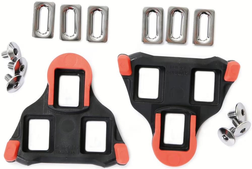 Shimano Fahrradpedale SHIMANO SM-SH10 SPD-SL Schuhplatten rot - präziser Kraftschluss für Re