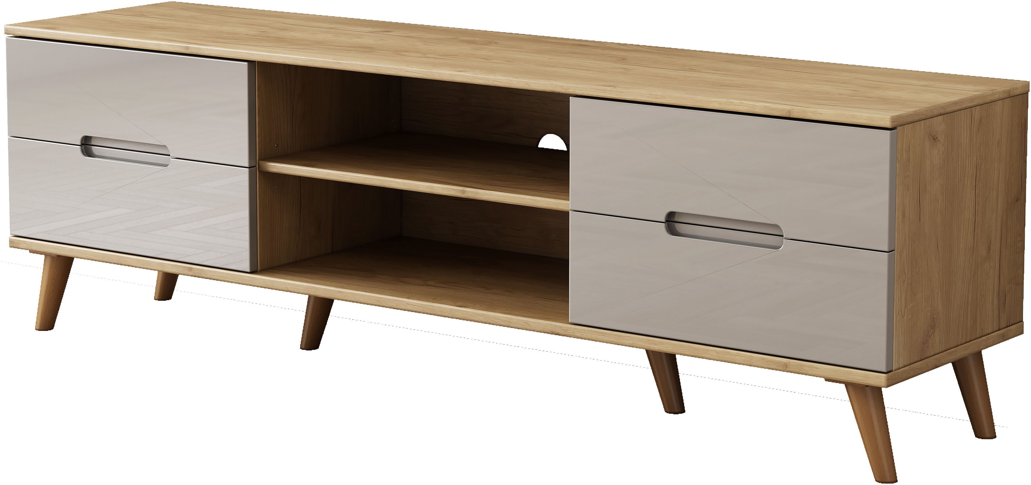 OTTO home TV-Board Lund, glänzende Fronten, Kabeldurchführung, helles Holzdekor, Breite 160 cm. Reduzierter Preis € 159,99. Unverbindliche Preisempfehlung € 299,99