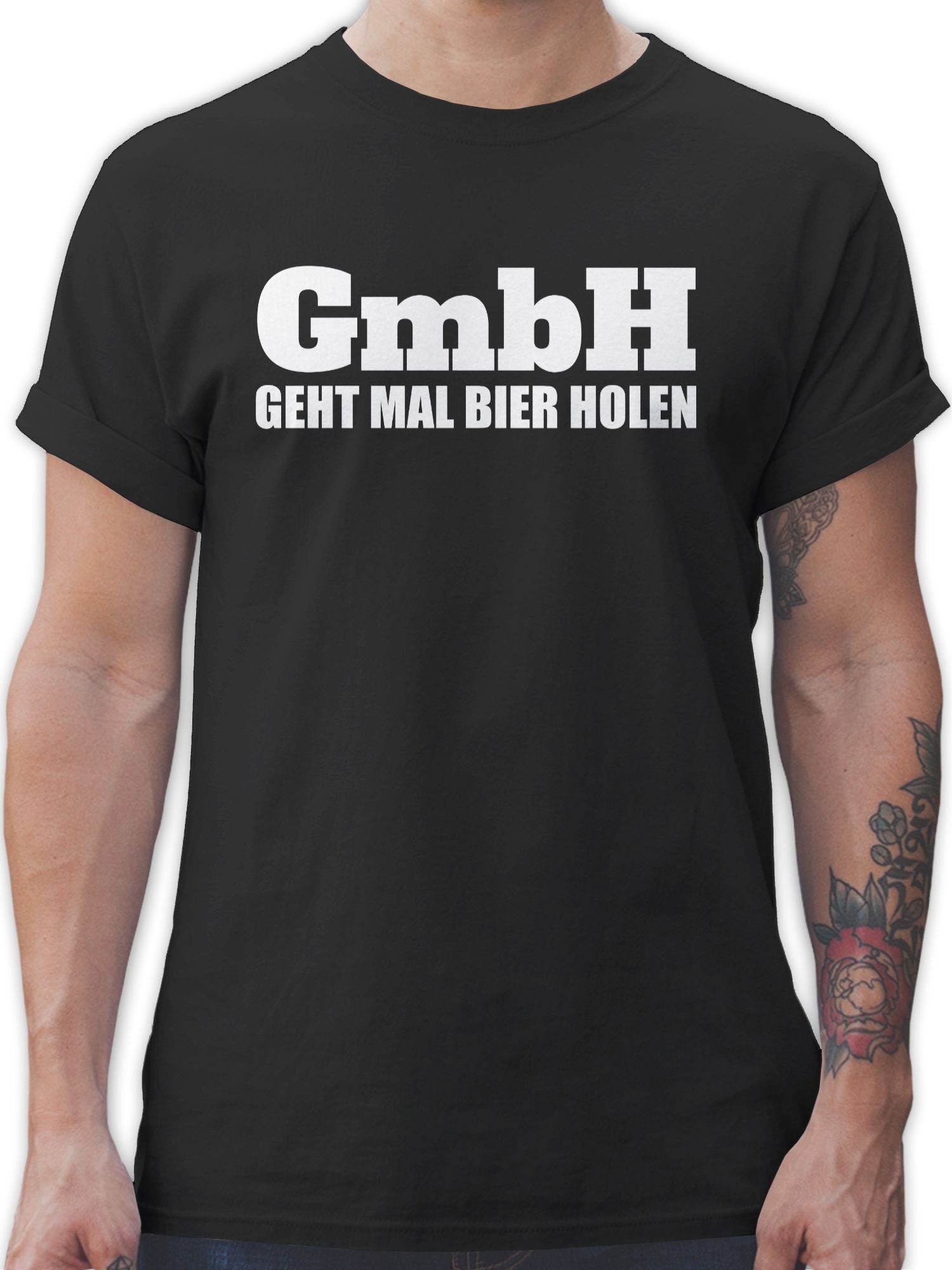 Shirtracer T-Shirt Spruch Sprüche mal Schwarz - holen mit GmbH 1 Geht Statement Bier