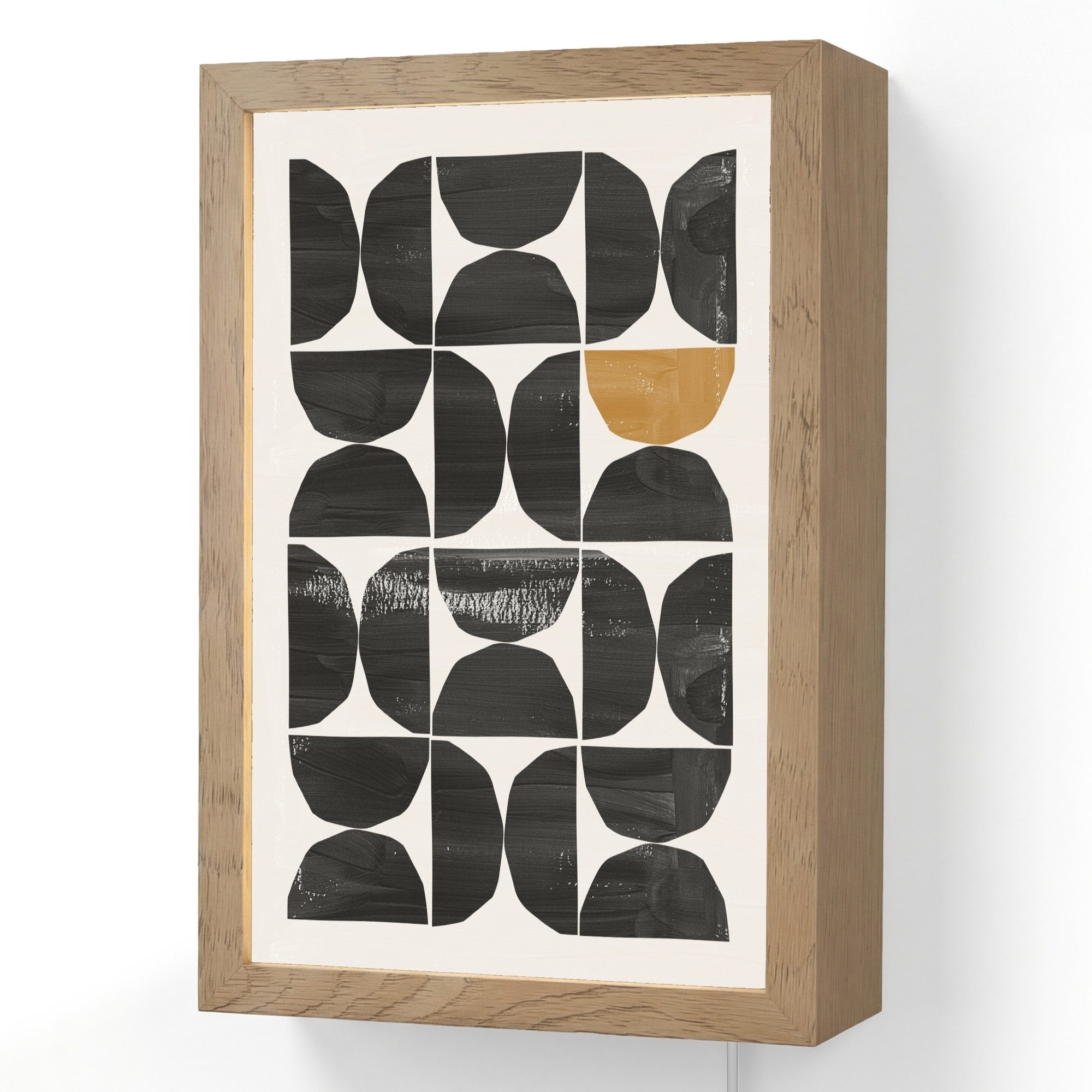 OnlyWow Wandleuchte Lightbox Modern - Halbkreis - Gold - Schwarz, Dimmbar, Farbwechsel, LED, Warmweiß, Kaltweiß, Neutralweiß Einstellbar, Wandlampe Innen, Dimmbar, mit Kabel, LED, Beleuchtung, Wohnzimmer