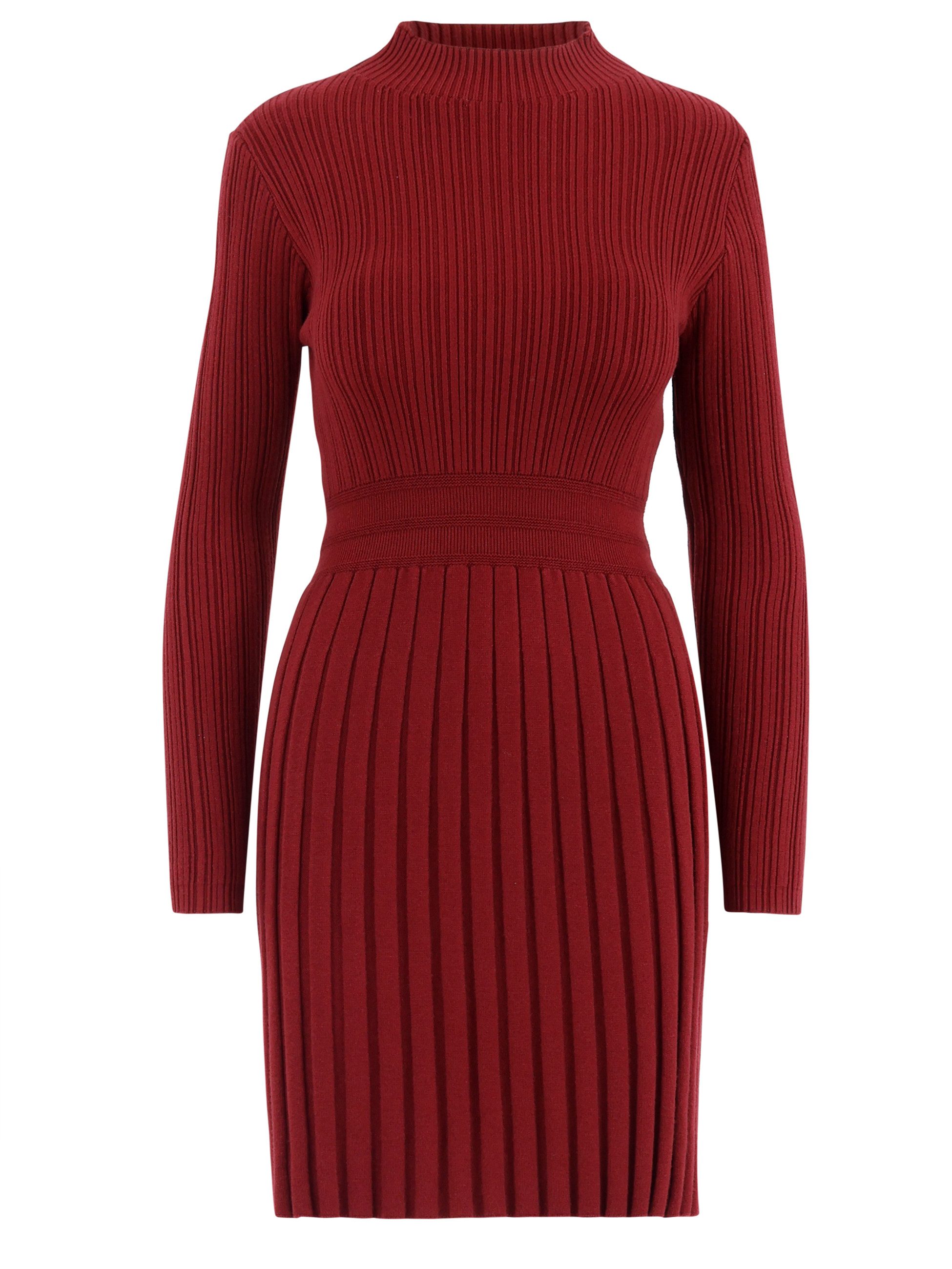 Strickkleid Rippenstrick-Kleid mit Stehkragen – One Size (34–40)