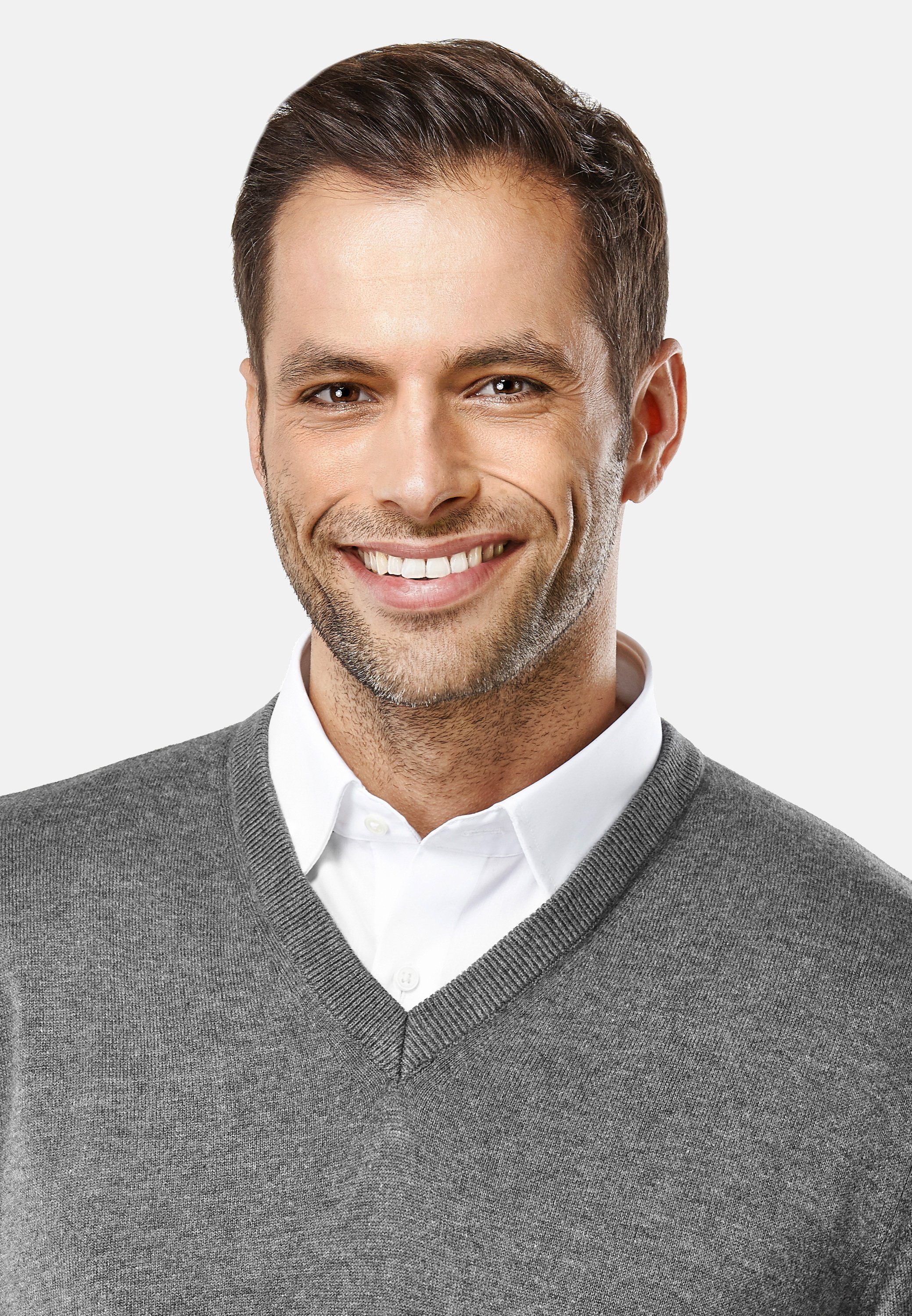 Vincenzo Boretti V-Ausschnitt-Pullover tailliert V Neck günstig online kaufen