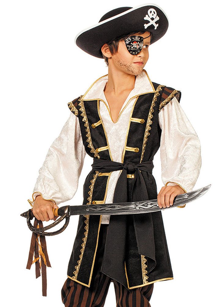 Karneval-Klamotten Piraten-Kostüm Jungen Piratenkapitän Komplett hochwertig, Kinderkostüm Seeräuber Jungen Freibeuter Pirat Gruppenkostüm