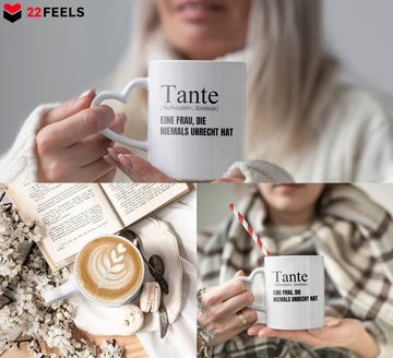 22Feels Tasse Beste Tante Geschenk Geburtstag Weihnachten Kaffeetasse Lustig, Keramik, Made In Germany, Spülmaschinenfest, Herzhenkel