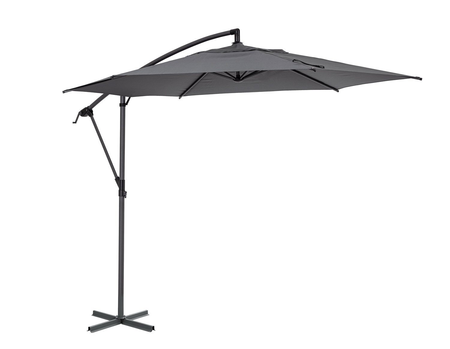 Bizzotto Ampelschirm TROPEA, Anthrazit, Ø 300 cm, Aluminium, Drehbar, Schwenkbar, Höhenverstellbar, mit Plattenständer, Polyester