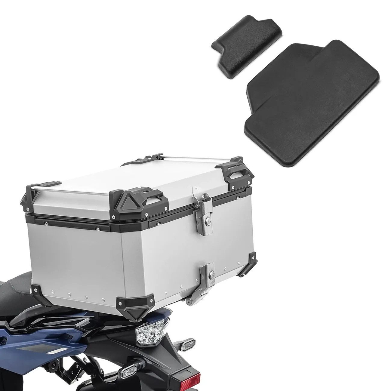 Topcase Set Motorrad Aluminium Topcase 65L + Sozius Rückenpolster Bagtecs