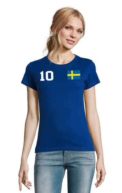 Blondie & Brownie T-Shirt »Damen Schweden Sweden Sport Trikot Fußball Meister WM Europa EM«