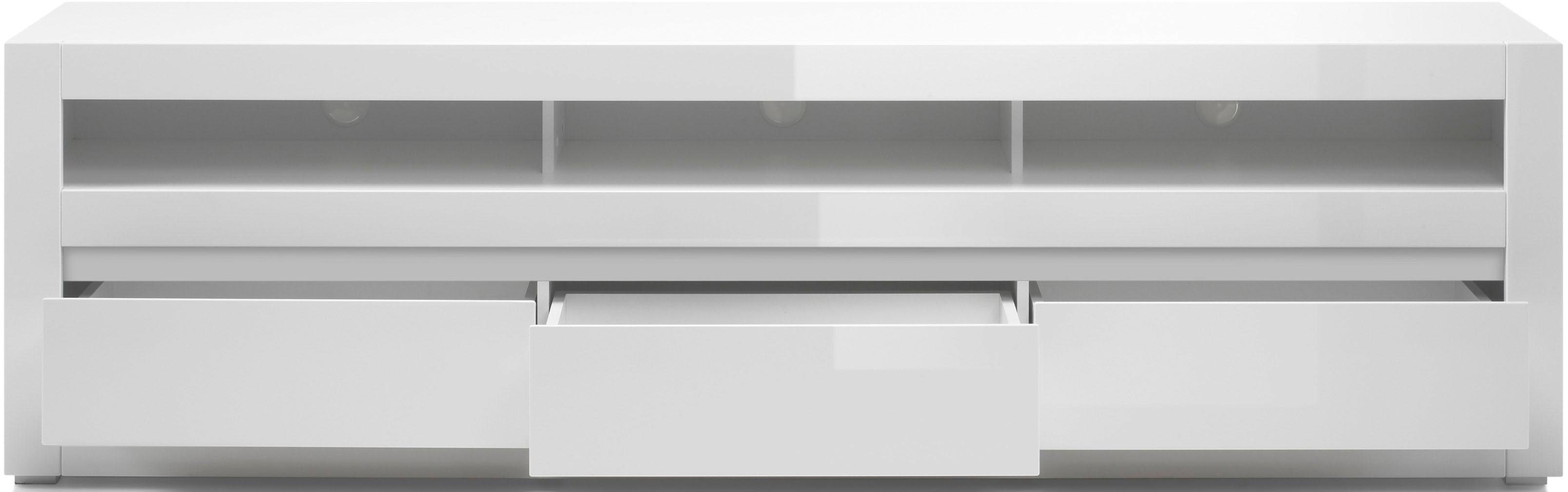 Home affaire Lowboard Carat, Breite 217 cm, Zierleiste 1x betonfarben und 1x weiß