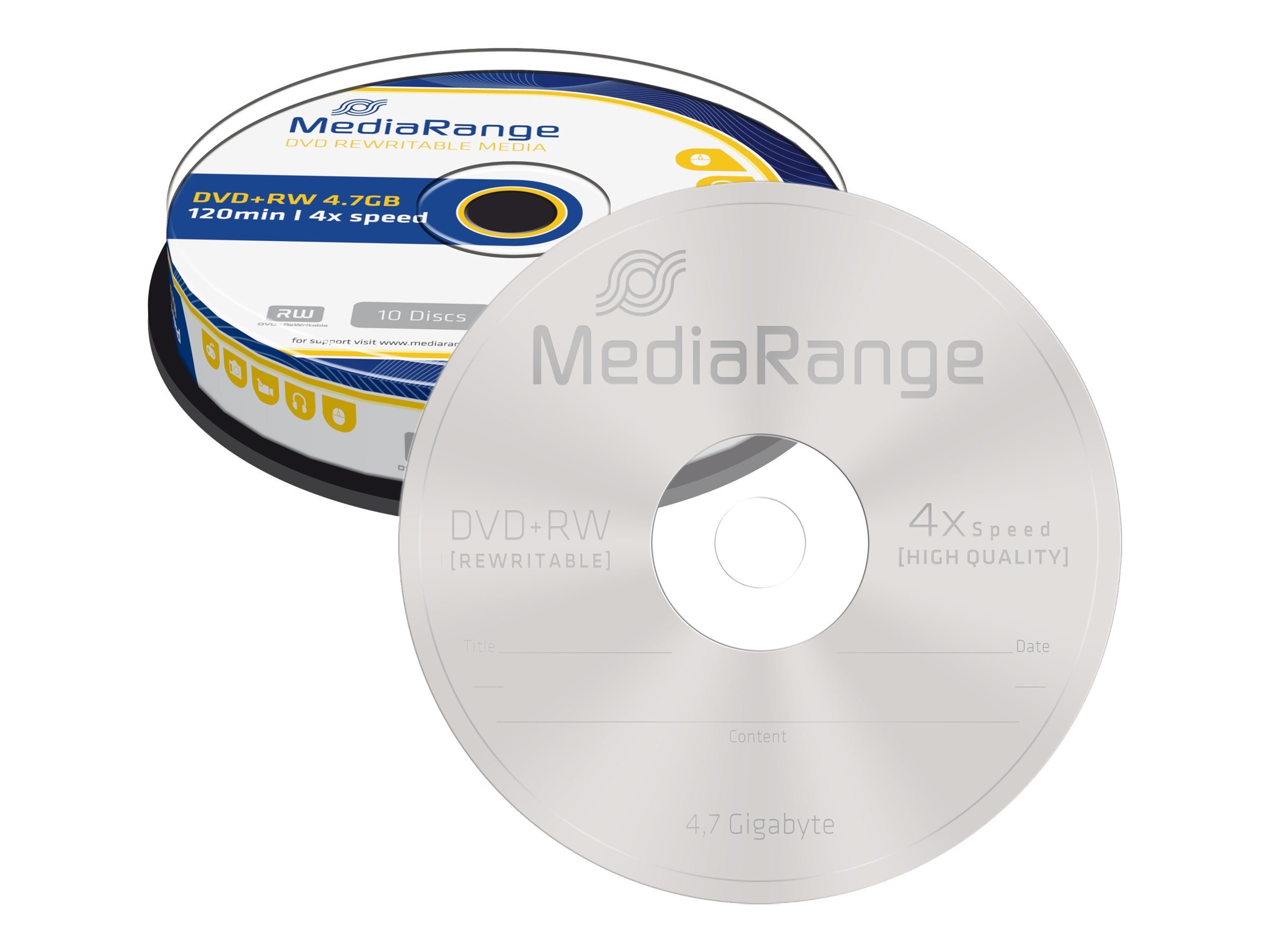 Mediarange DVD-Rohling DVD+RW 10er Spindel 4x