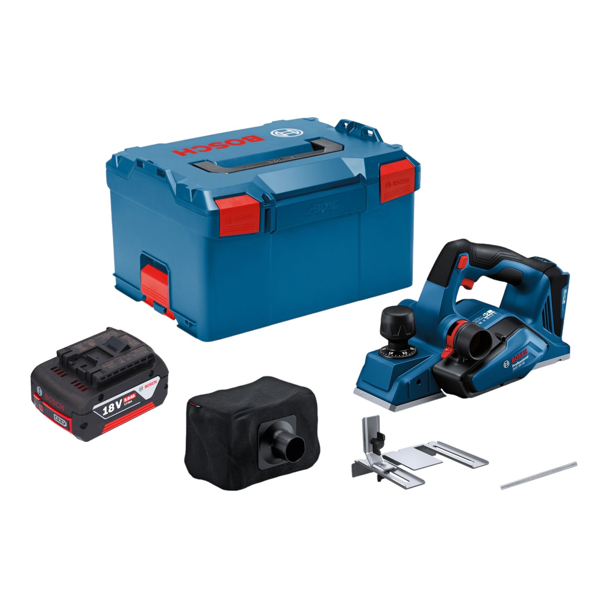 Bosch Professional Elektrohobel GHO 18V-26 Professional 18 V 2,6 mm Brushless + 1x Akku 5,0Ah + L-Boxx