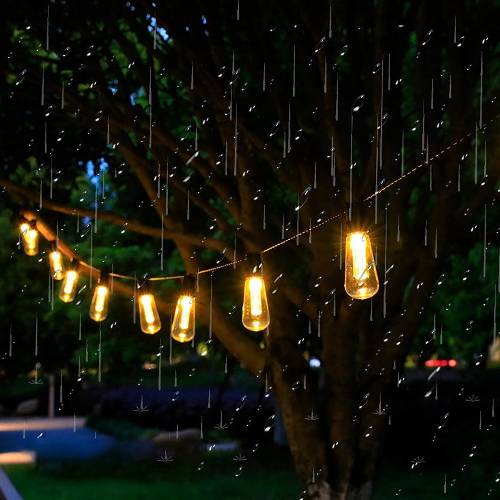 Athlix LED-Lichterkette Solar-LED-Outdoor-Lichterkette IP44 Außen G40 Beleuchtung, Dauerbeleuchtung und Blinkmodus, Bruchsicheres Kunststoffmaterial