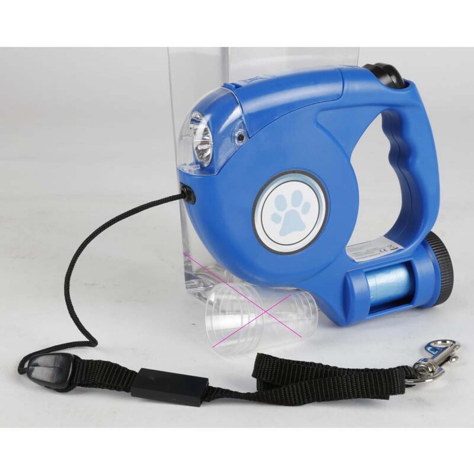 BURI Hundeleine Hundeleine mit 4 LEDs+20 Kotbeutel L:4,6m Haustierbedarf Hunde Leine