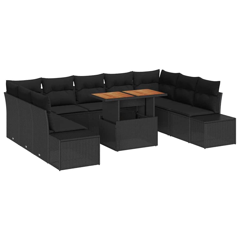 vidaXL Loungesofa Gartensofa-set 10 stk. Schwarz, 10 Teile