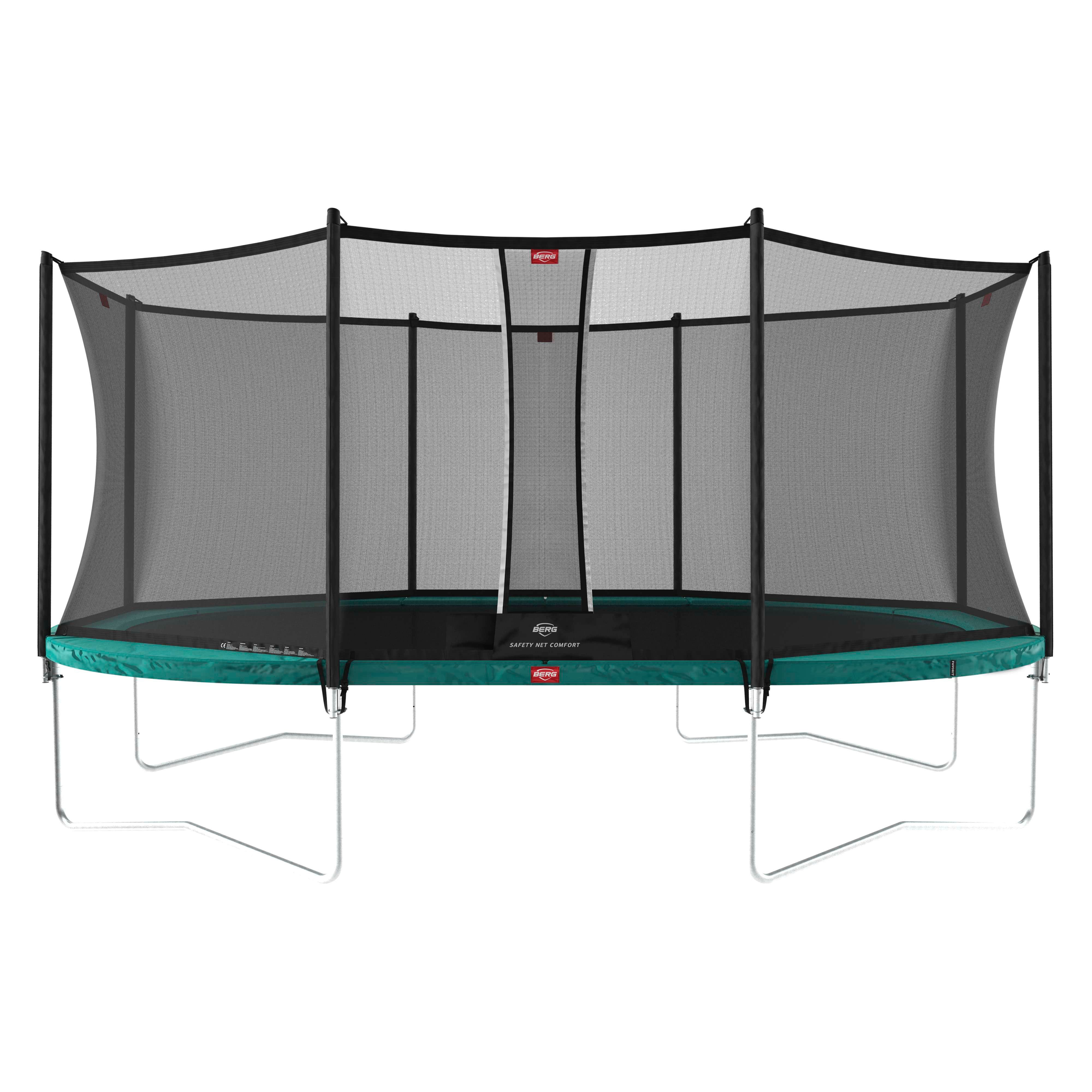 Berg Gartentrampolin oval 520 x 345 cm grün mit Sicherheitsnetz Comfort Grand