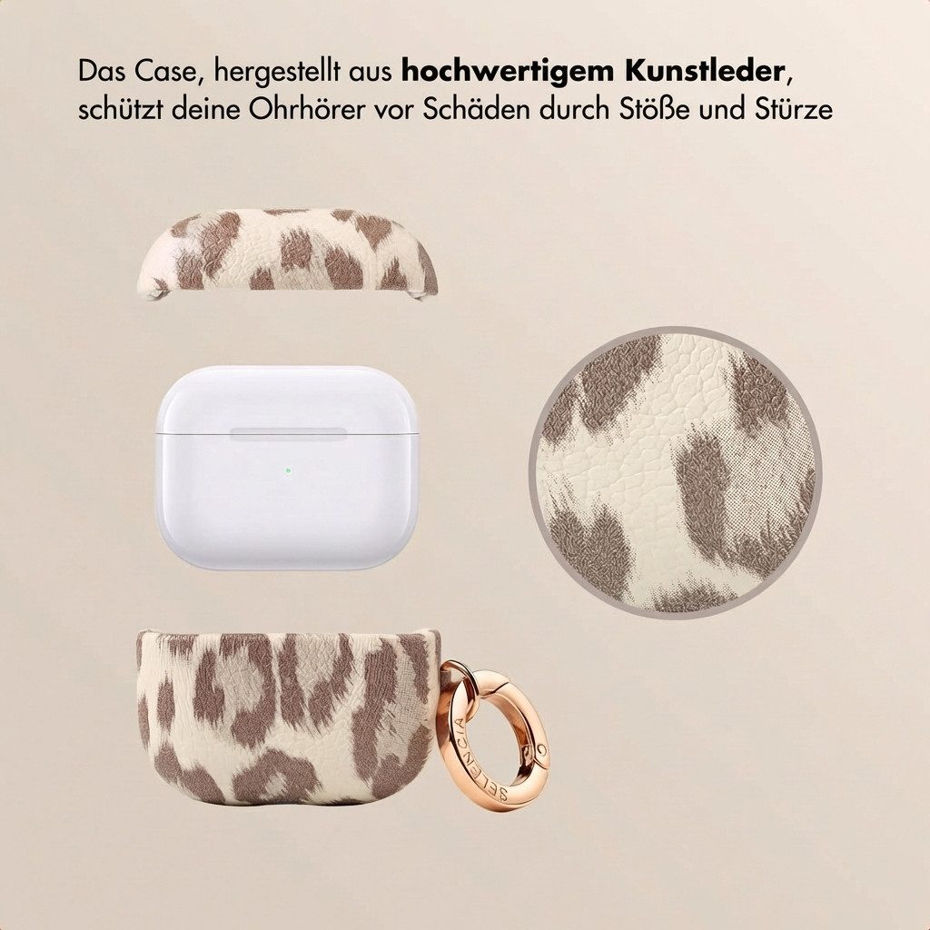 Selencia Kopfhörer-Schutzhülle Selencia Sabi Hülle Panthermuster Apple Airpods 3 - Soft Ivory – Bild 2 von 5