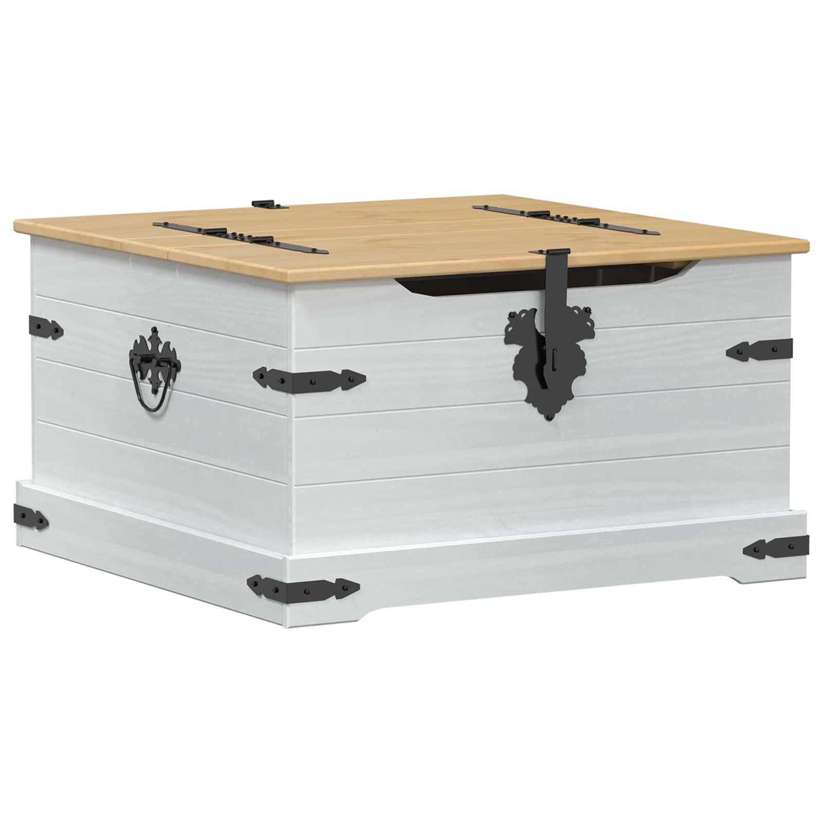 vidaXL Aufbewahrungsbox Aufbewahrungsbox Weiß 78 x 78 x 45 cm Massives Kiefernholz (1 St)
