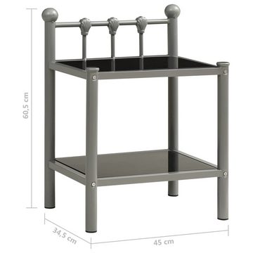 vidaXL Nachttisch Nachttisch Grau und Schwarz 45x34,5x60,5 cm Metall und Glas (1-St)