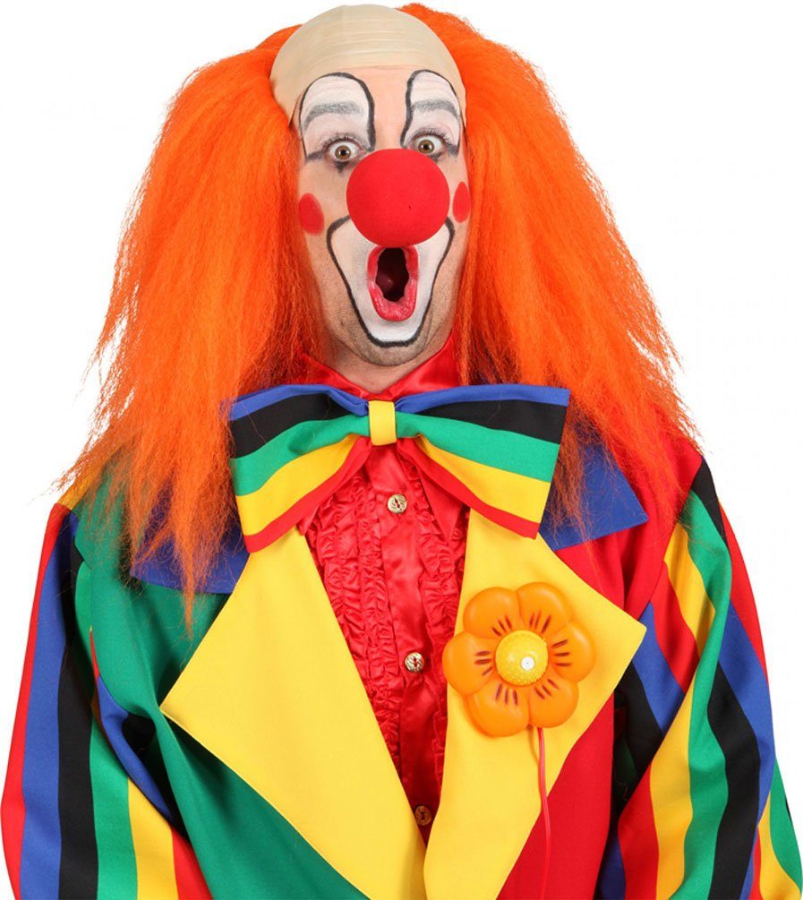 Karneval-Klamotten Clown-Kostüm Clown Perücke Clownglatze mit orangene Haaren, Clownsperücke Glatze Herrenperücke Narren Perücke Erwachsene Zirkus