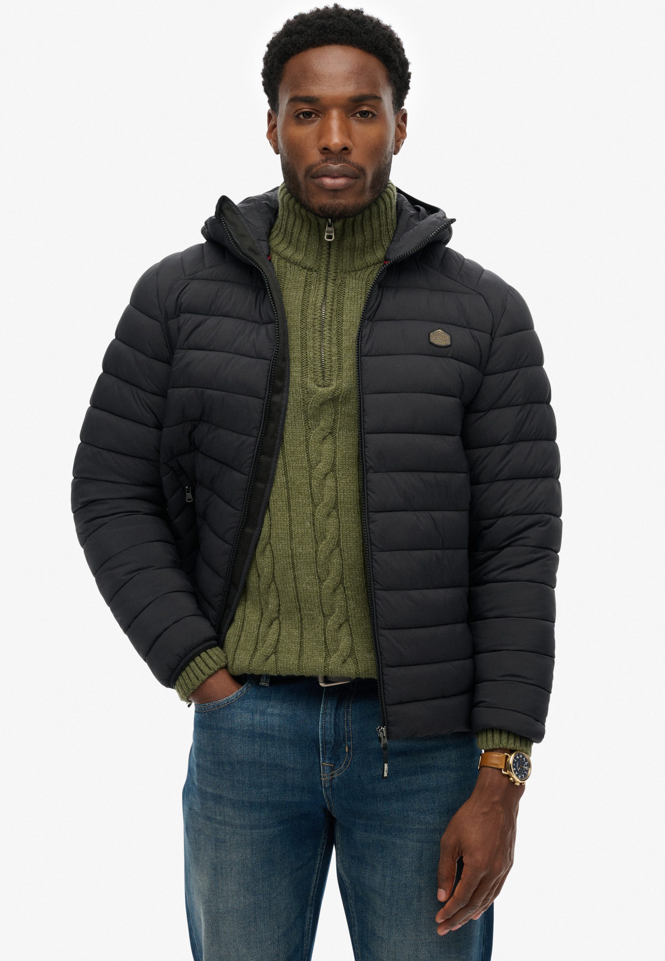 Superdry Steppjacke Hooded Fuji Lite Jacket slim fit Form, mit Kapuze günstig online kaufen