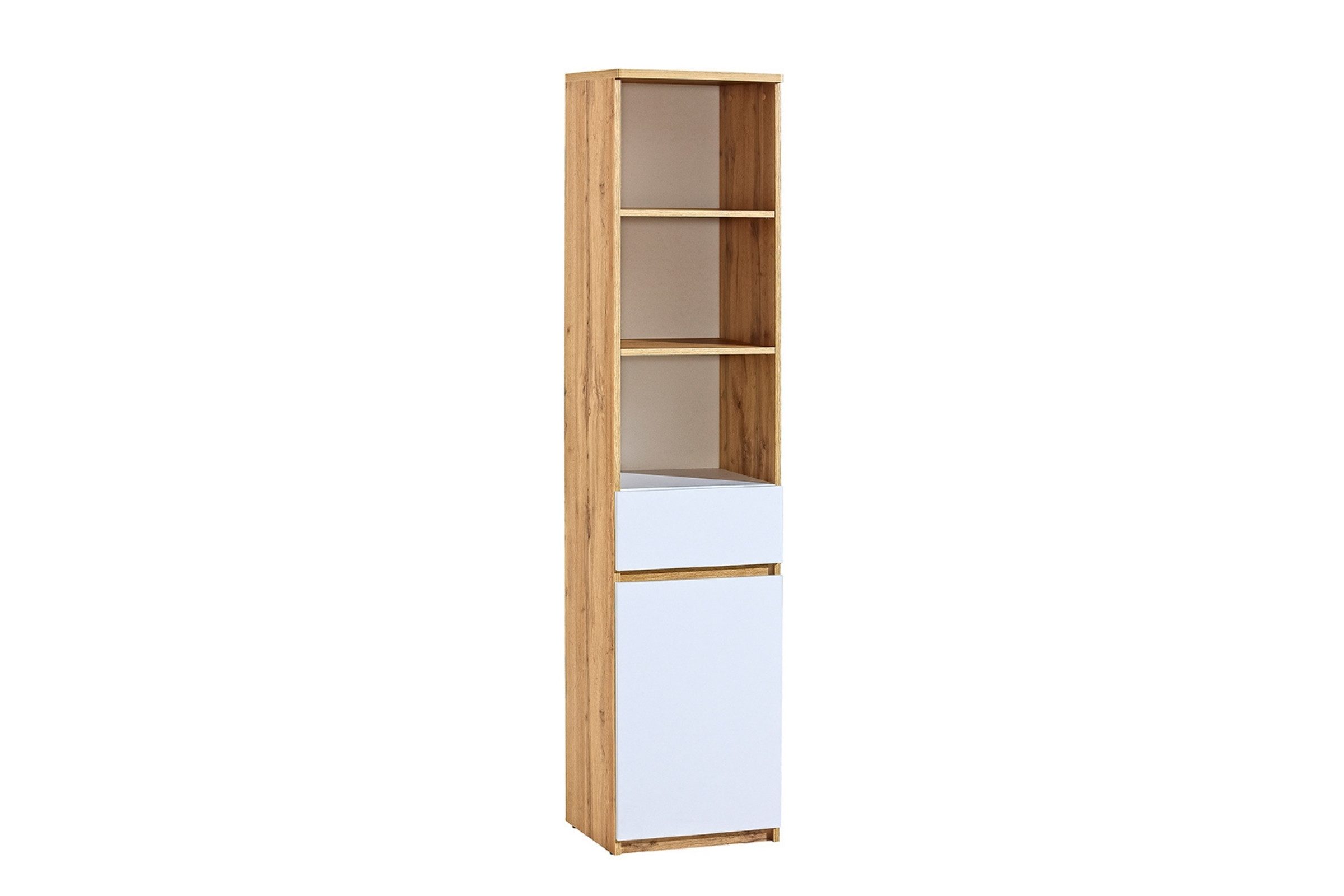 Deine Möbel 24 Kinderregal ARCO 03 Regal Kinderzimmer Jugendzimmer 45 cm breit, Set 2-tlg., Drehtür Weiß Matt Eiche Wotan