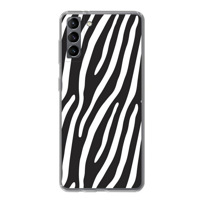 MuchoWow Handyhülle Tiere - Zebradruck - Schwarz Phone Case Handyhülle Samsung Galaxy S21 Plus Silikon Schutzhülle