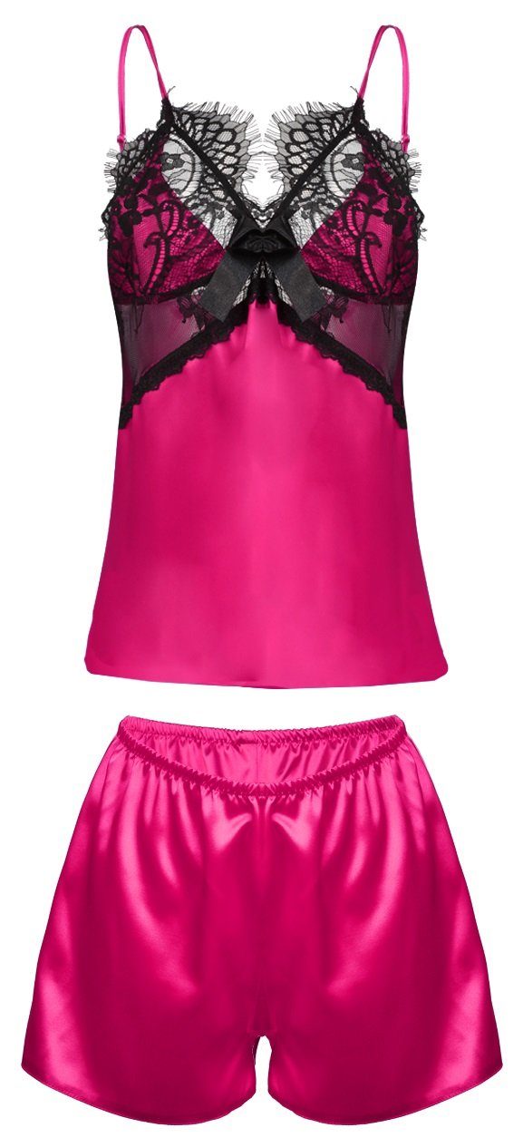 DKaren Pyjama einfarbiges 2teiliges Nachtwäsche-Set (Top, Shorts) pink