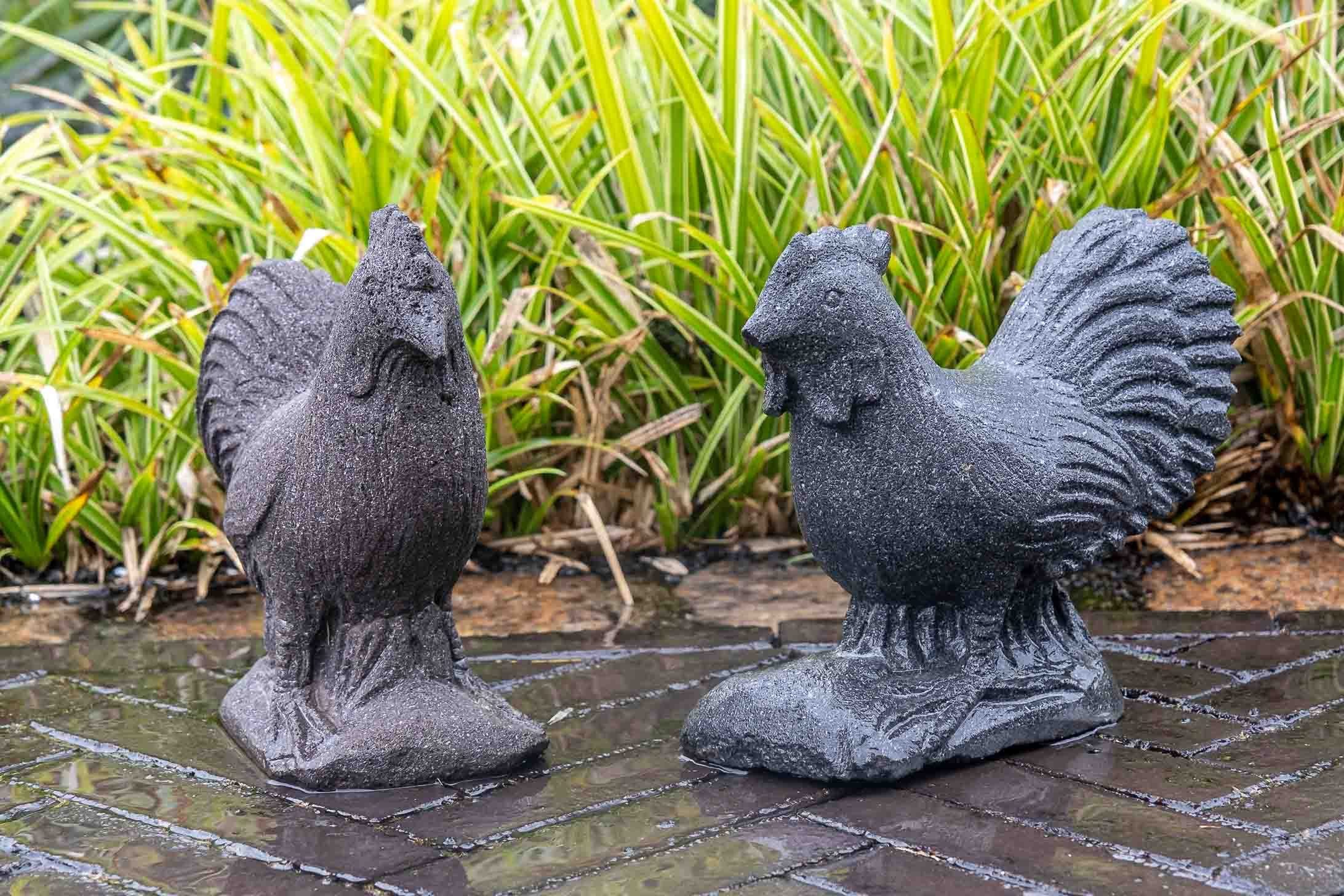 witterungsbeständig Naturprodukt Gartenfigur Lavastein ein Regen Huhn, und Frost, IDYL gegen – robust UV-Strahlung. Figur IDYL Lavastein– – sehr