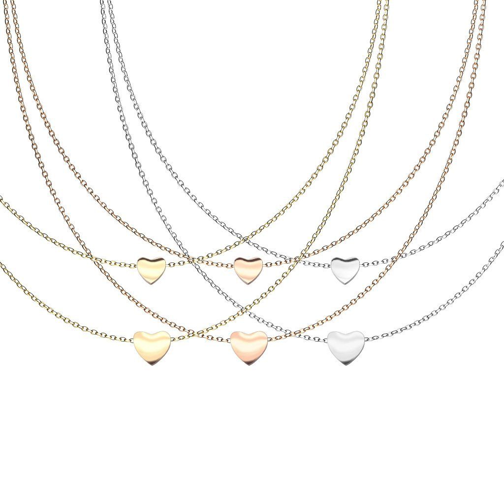 BUNGSA Ketten-Set Doppelkette mit Varianten Halskette rosegold zwei Herzen Damen (1-tlg), Necklace aus verschiedene Edelstahl