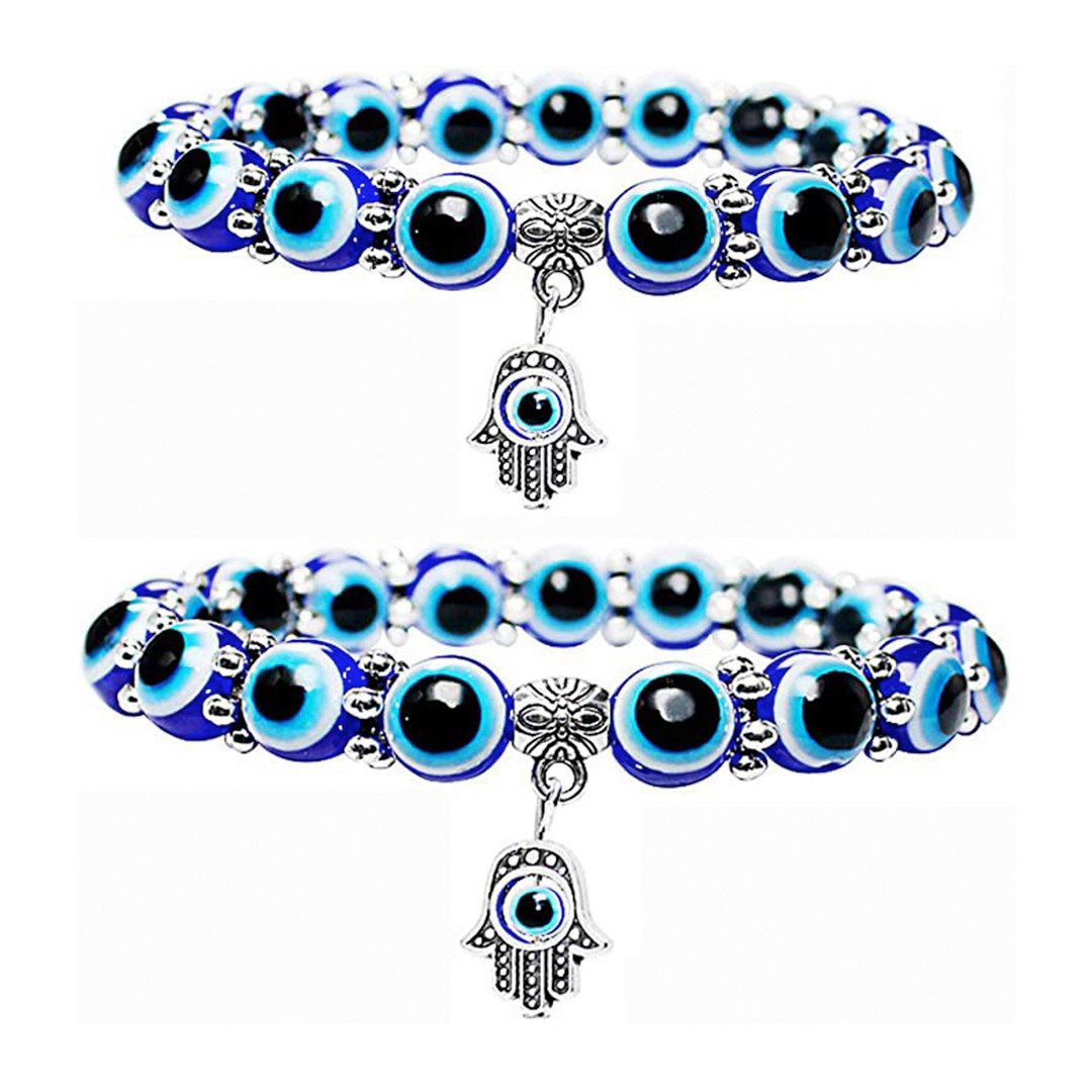 Fivejoy Bettelarmband Evil Eye Armbänder für Frauen, Armbänder,Glücksarmbänder (2-tlg., für Mädchen, Stretch-Armbänder), für Frauen, bringen Glück und Wohlstand, Viel Glück Unisex-Armbänder