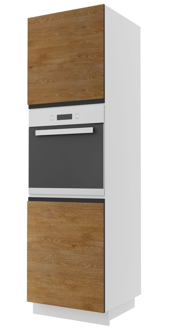 Feldmann-Wohnen Backofenumbauschrank Treviso (1-St) 60x56,5x207cm grifflos grau - Pembroke-schwarz (TR-D14/RU/2D)