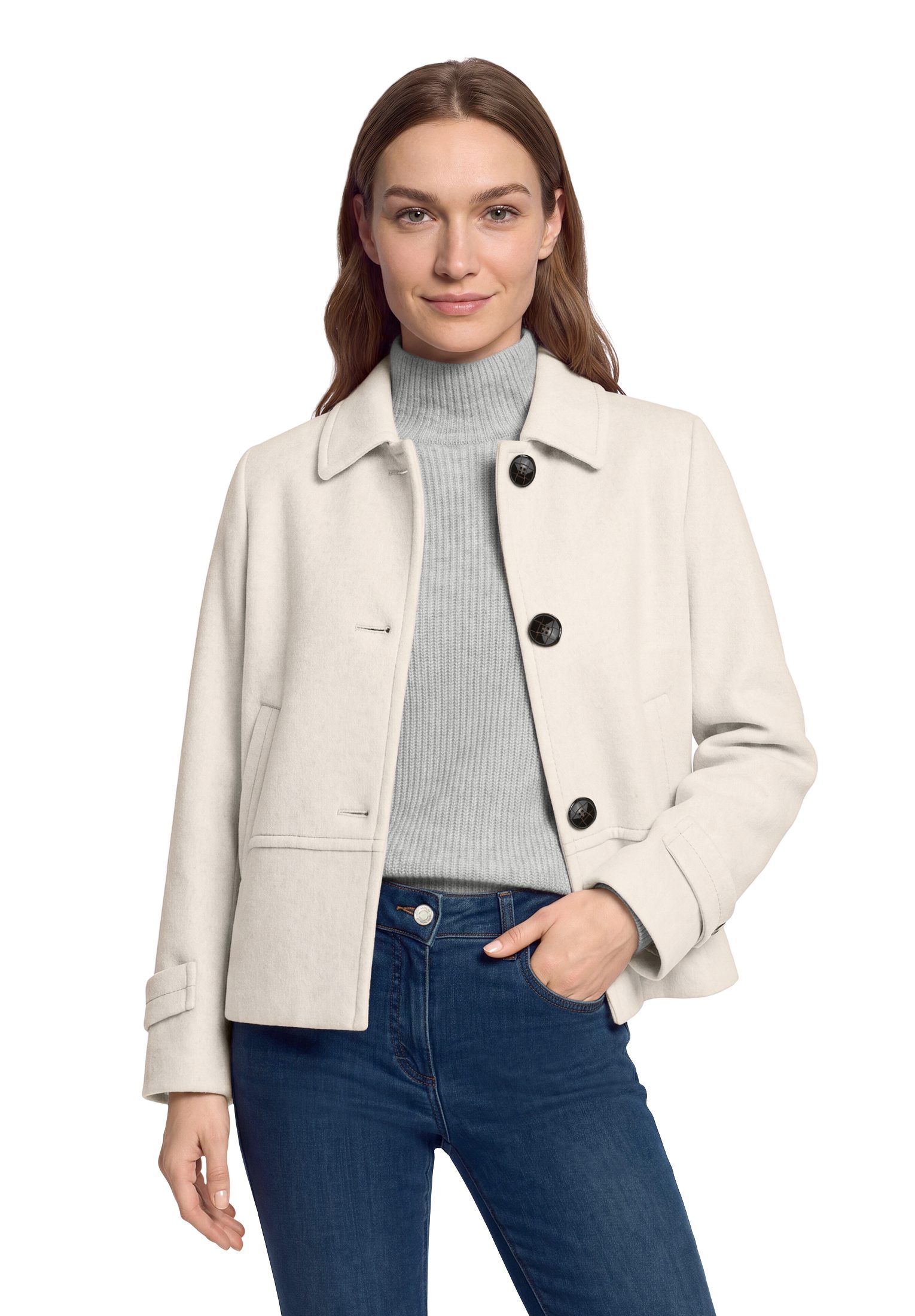 Gil Bret Wolljacke mit Hemdkragen und Knopfleiste