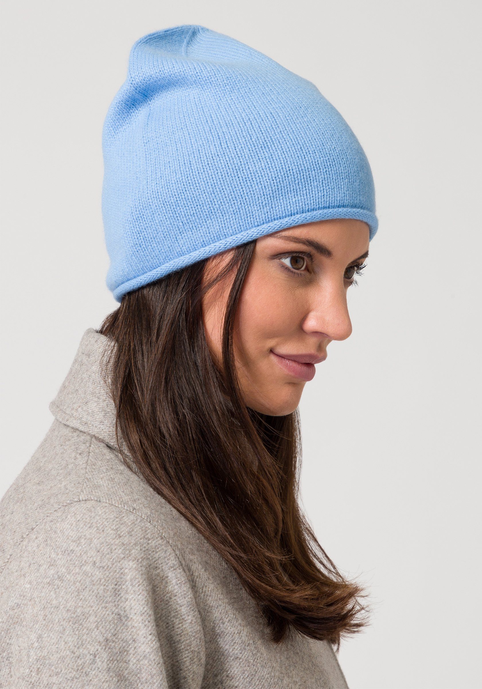 Style & Republic Beanie Rolled Icy modischer Republic Style Rollsaum Kaschmir Edge Blue Mütze