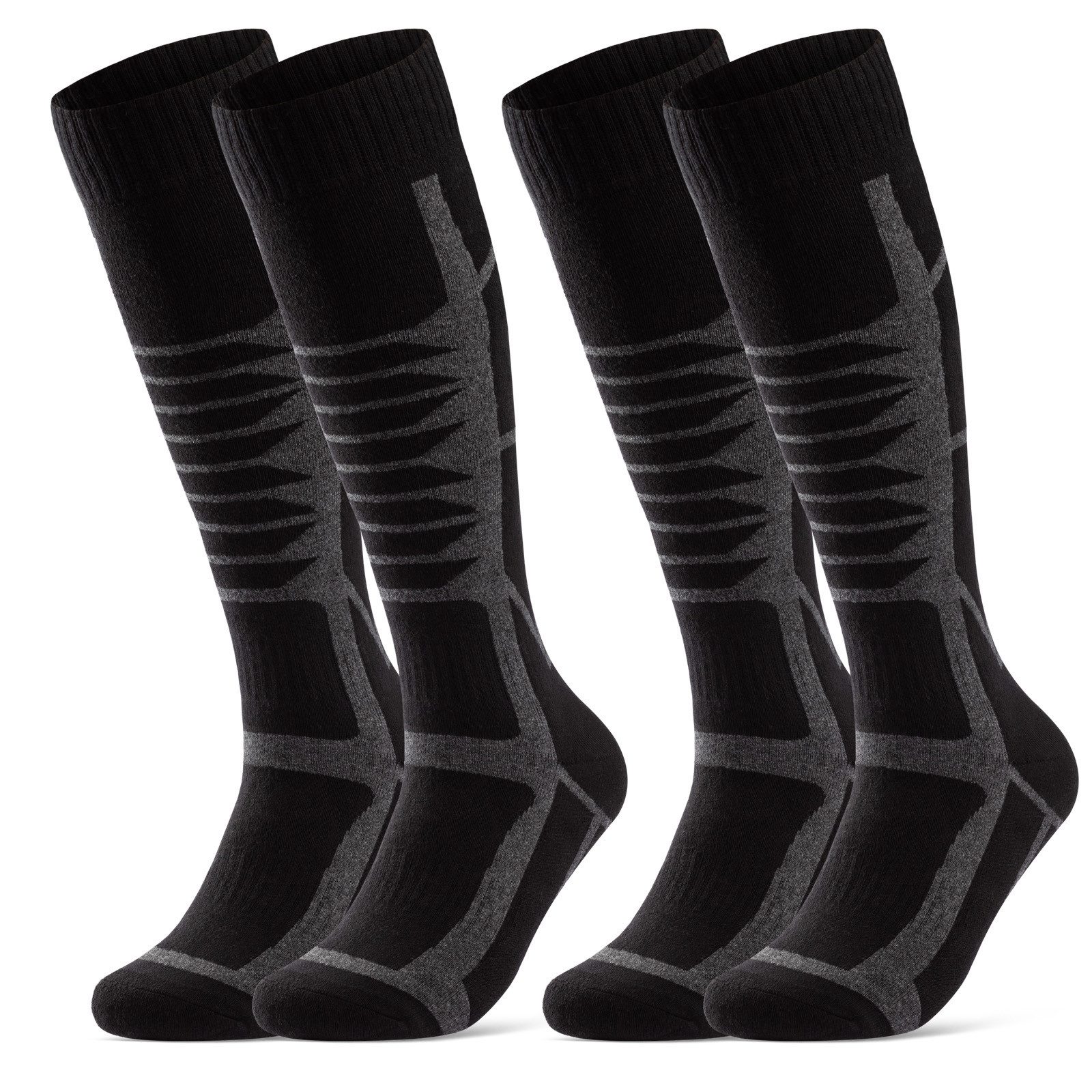 Skisocken 2 Paar Ski Strümpfe Herren & Damen Ski Socken lang Atmungsaktiv