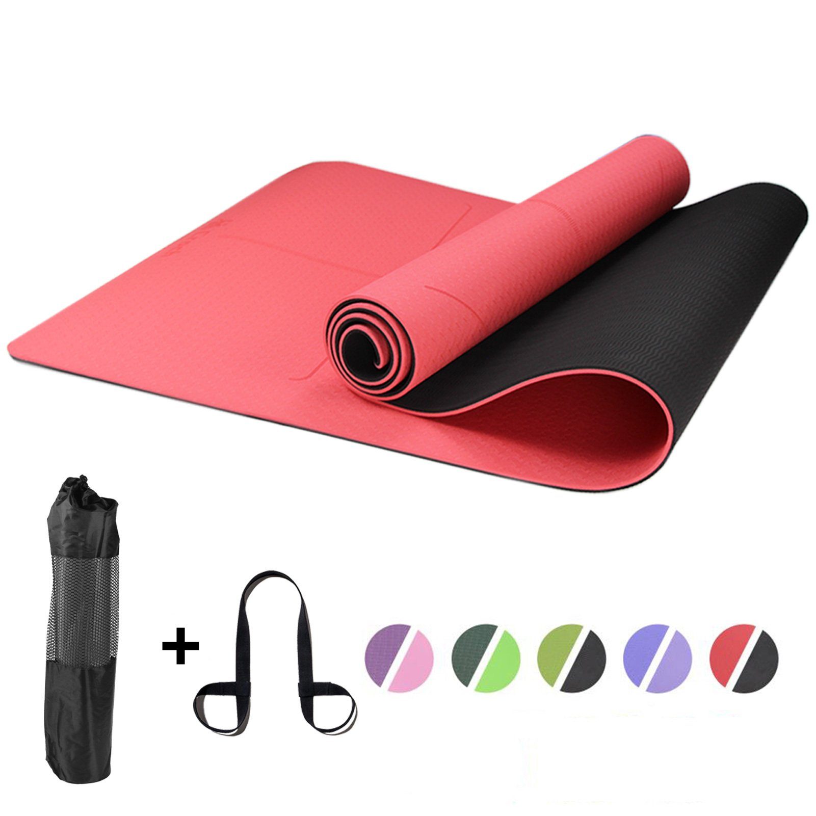 Croch Yogamatte TPE (1 Stück), rutschfest Jogamatte 183x65cm