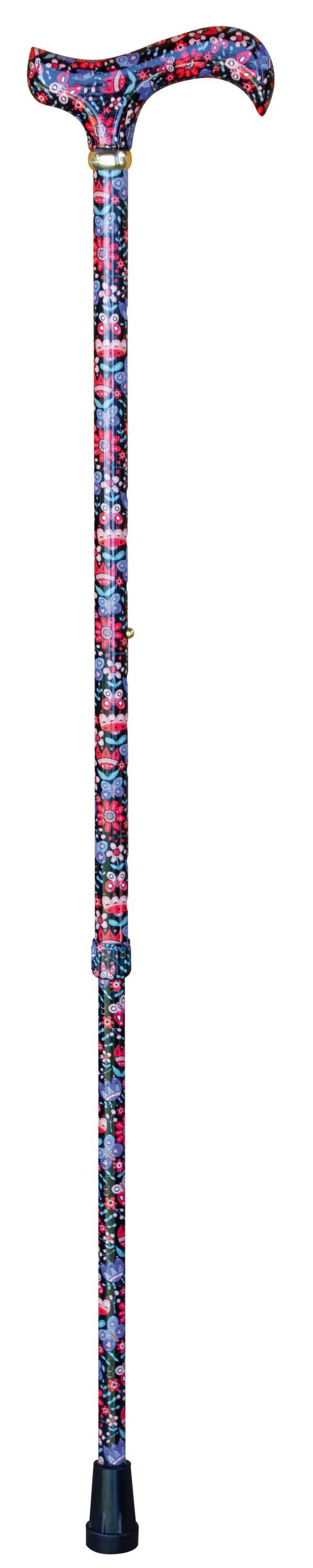 Stockshop Gehstock Gehstock Fashion-Derby Folkflowers, Derbygriff, Leichtmet.