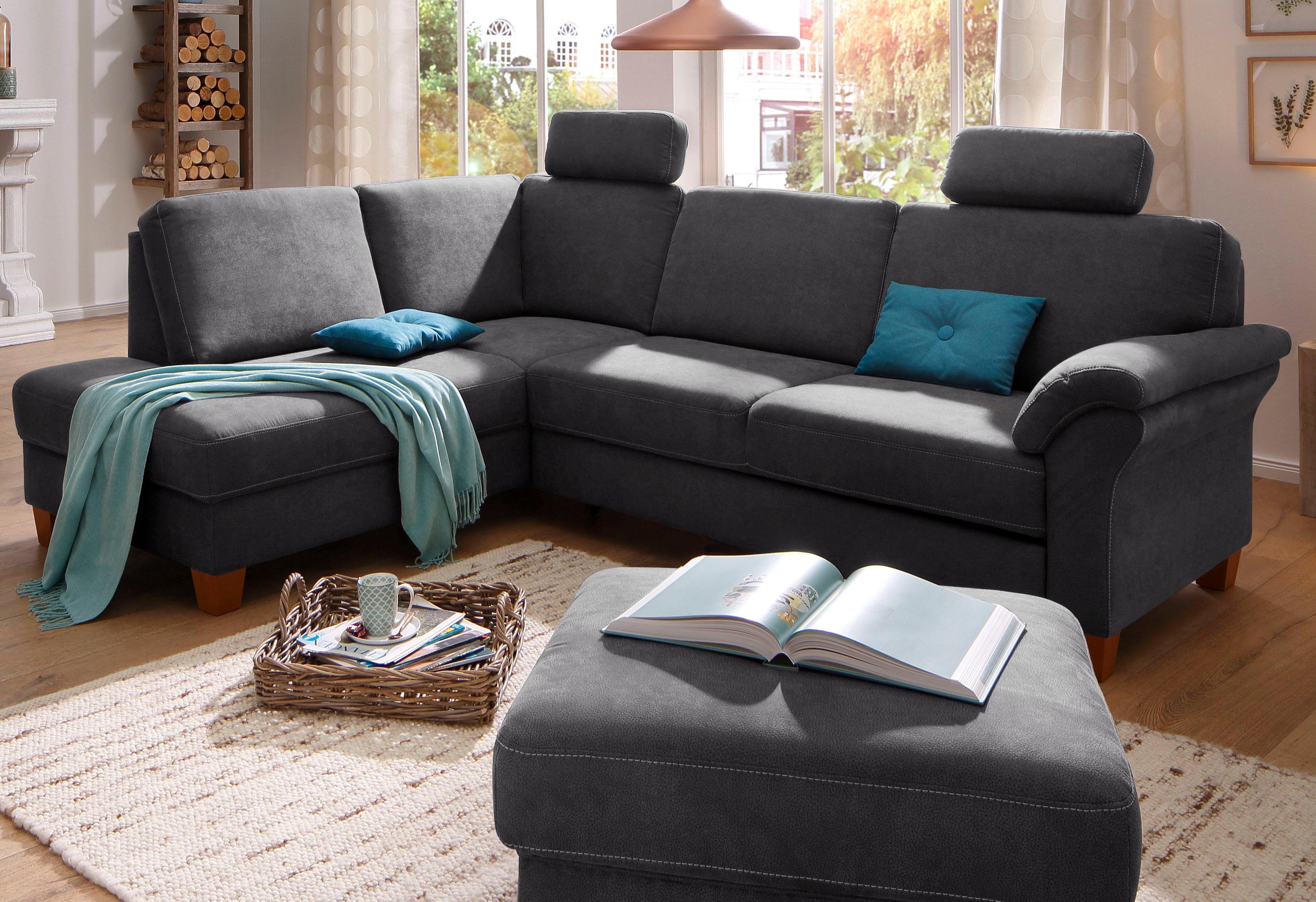 Home affaire Ecksofa "Borkum L-Form" mit Federkern, wahlweise mit Bettfunkt günstig online kaufen