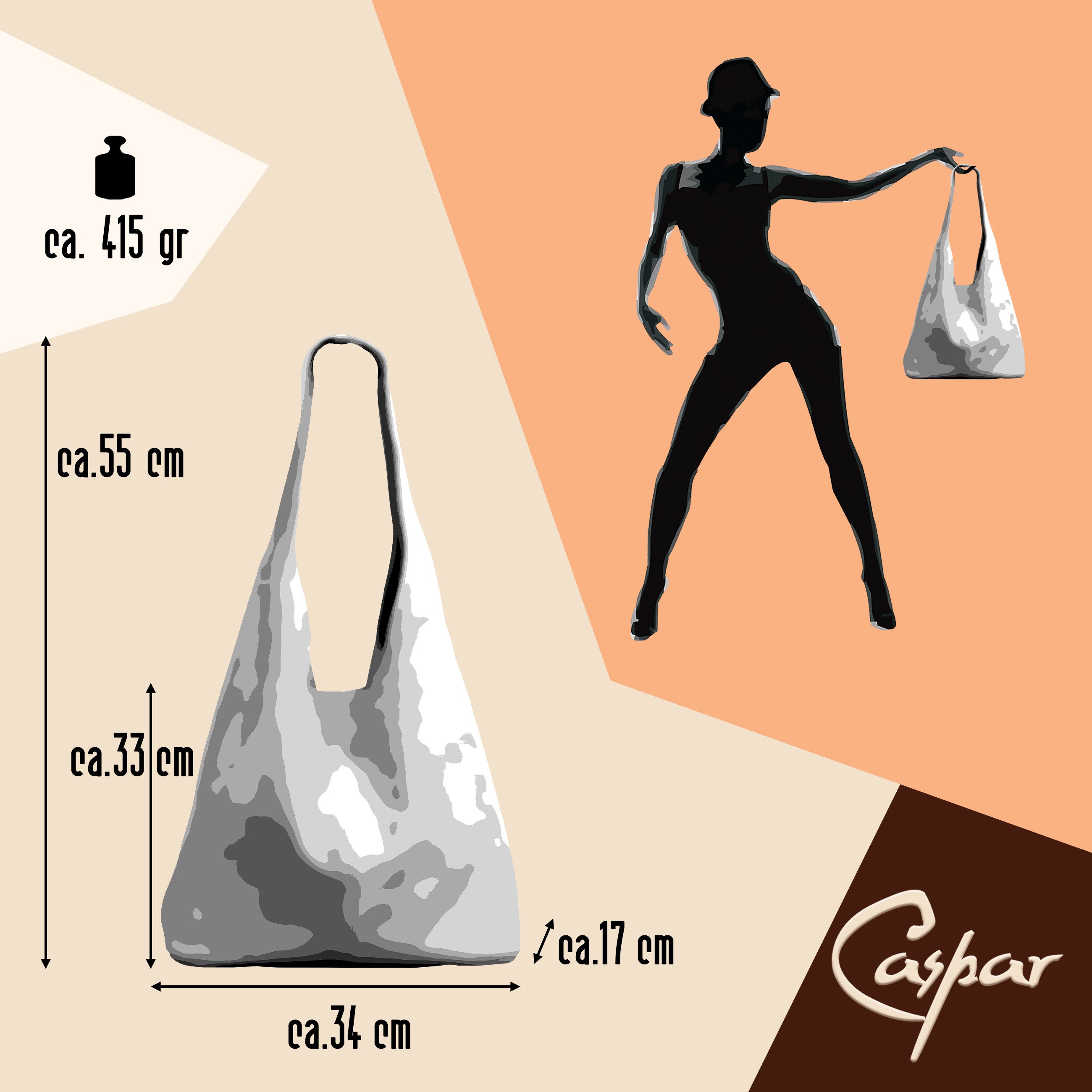 Caspar Schultertasche große Damen Wildleder Tasche Hobo Bag - CLASSIC LINE - Modell No.767, angenehm leicht, ohne Innenfutter, mit Sicherheitsfach, 100% Echtled – Bild 5 von 5