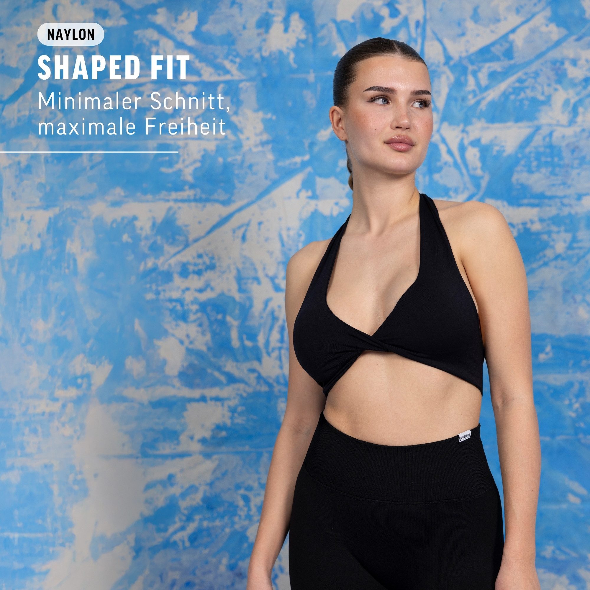 Smilodox Sport-BH Myrah Twisted, Shaped Fit Wickel-V-Ausschnitt & offener Rücken Yoga Bra, elastisches Funktionsmaterial, Ohne Bügel, Alltag & Gym
