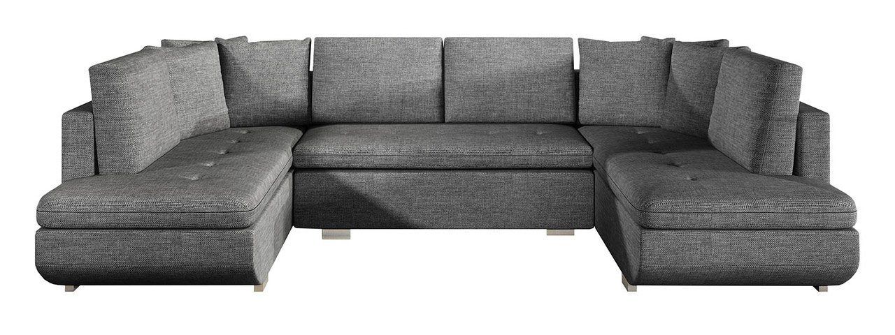 MKS MÖBEL Ecksofa TARGEN | Grau Wohnzimmer, für das Sawana U, gesteppter Stil Sitzfläche Sawana im modernen Grau