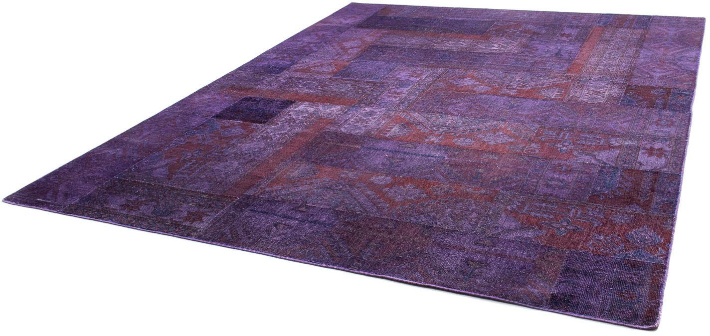 Teppich Patchwork - 299 x 239 cm - lila, morgenland, rechteckig, Höhe: 7 mm, Wohnzimmer, Handgeknüpft, Einzelstück mit Zertifikat