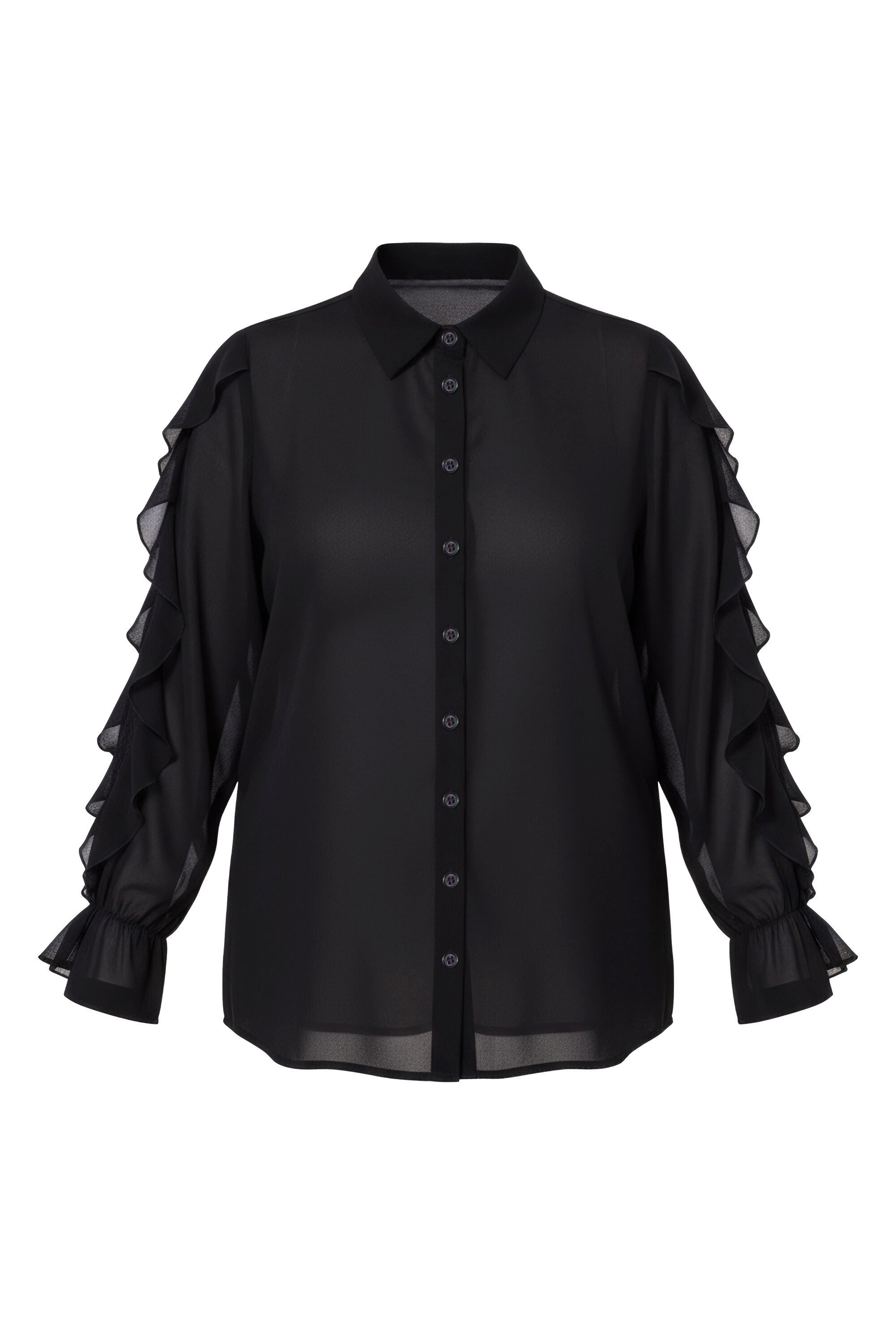 Hemdbluse Chiffon-Bluse oversized transparent Volants